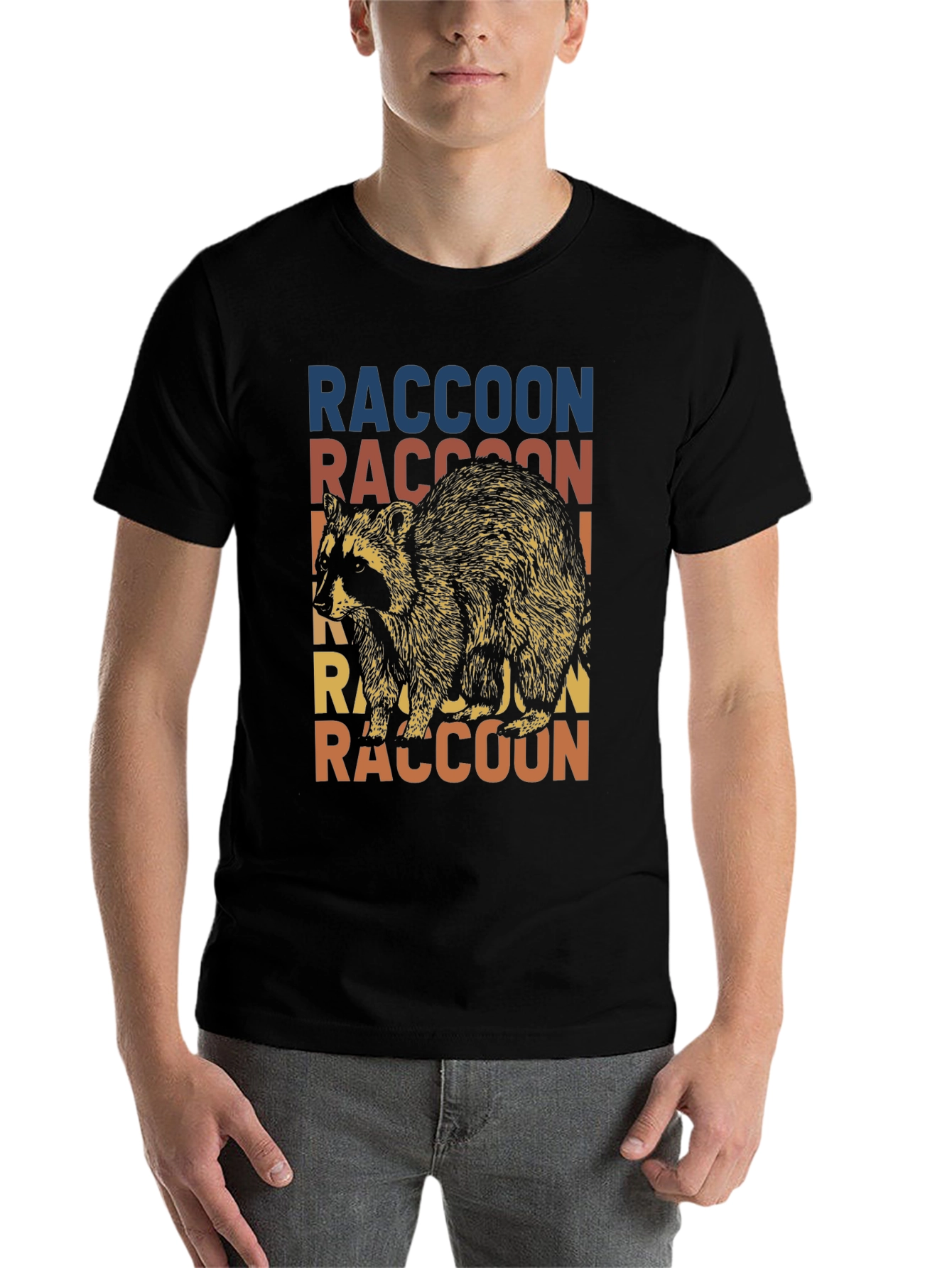 Black Retro Raccoon Graphic T-Shirt - Vintage Style Tee view 7
