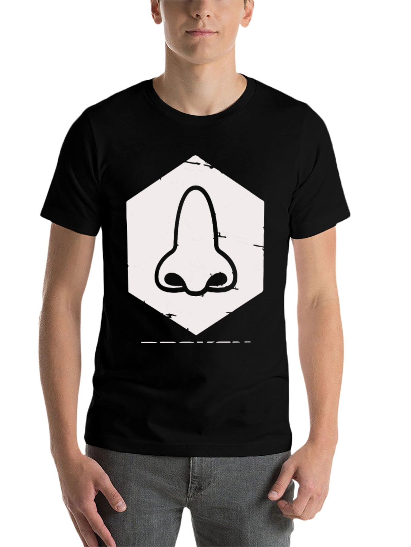 Black Nose Graphic Tee - Black Cotton T-Shirt view 7