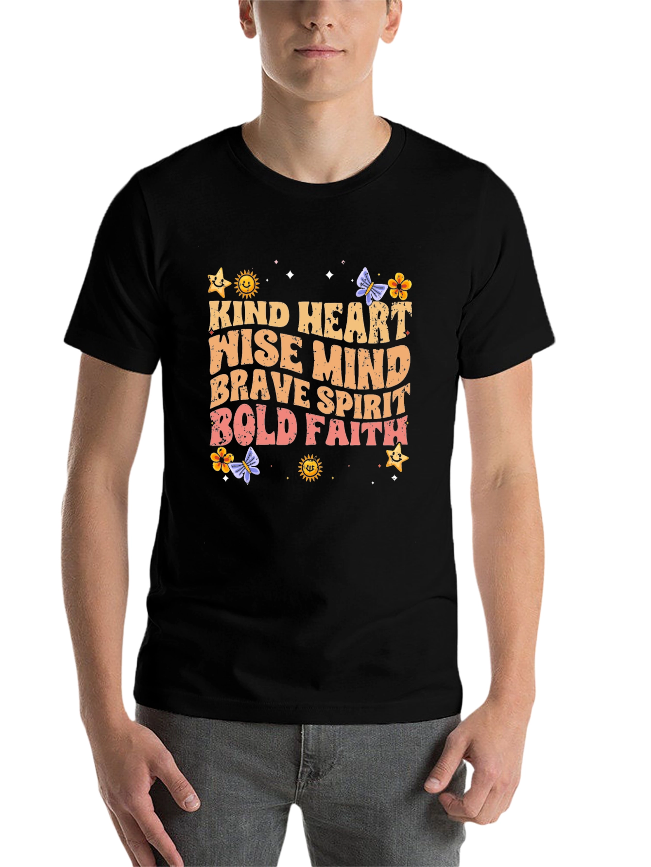 Black Kind Heart Graphic Tee - Retro Design view 7