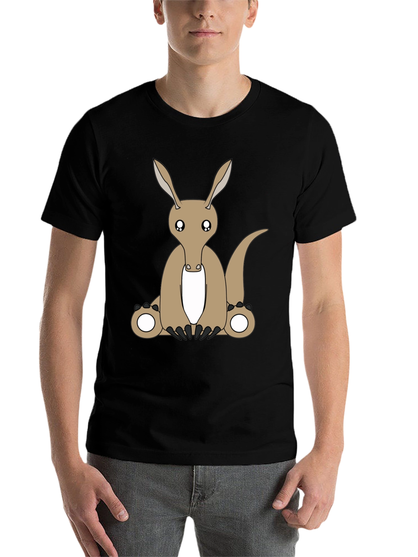 Black Cartoon Aardvark Black T-Shirt view 7
