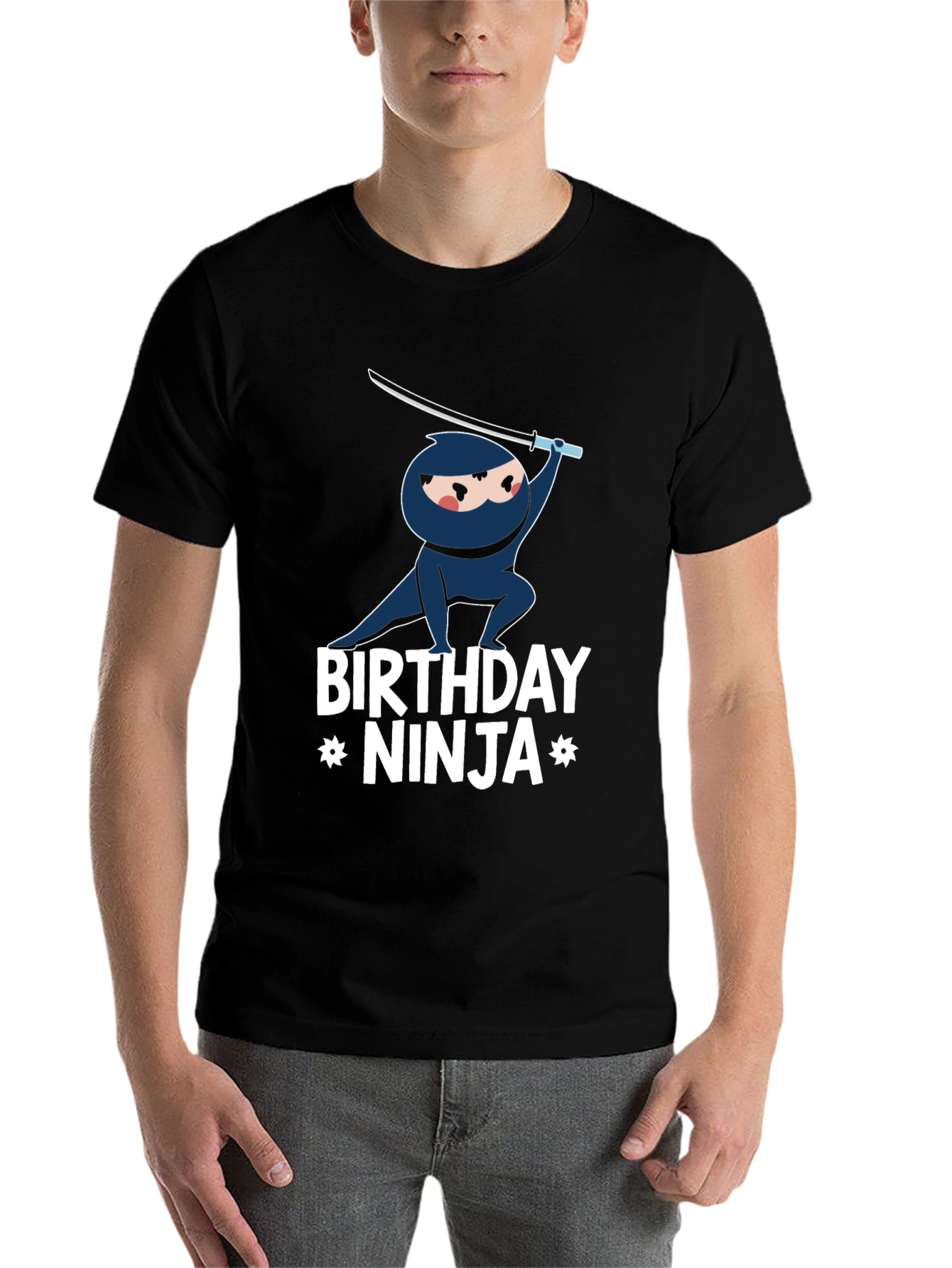 Black Birthday Ninja Graphic T-Shirt view 7