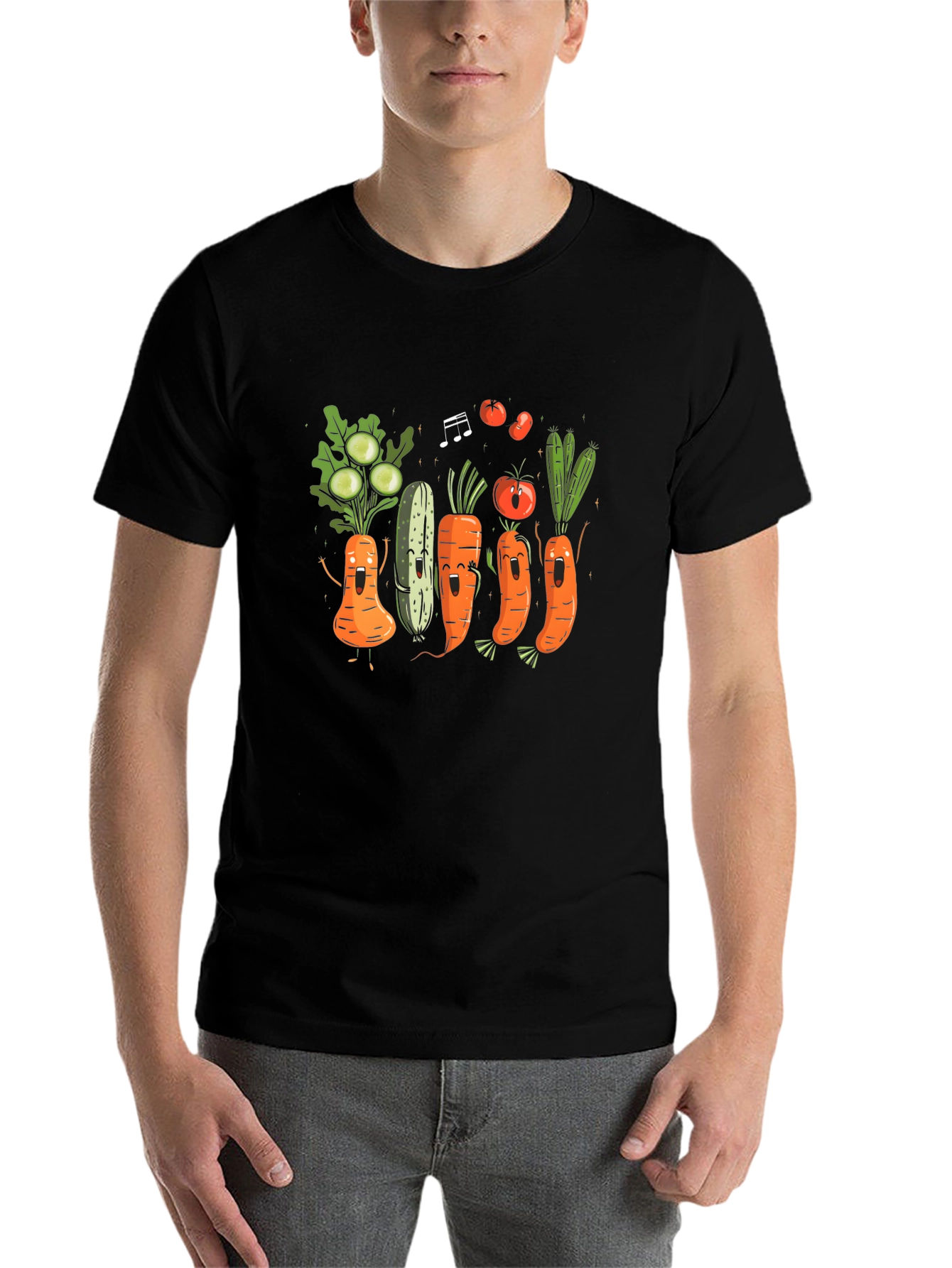 Black Vegetable Band T-Shirt: Fun Foodie Fashion view 7