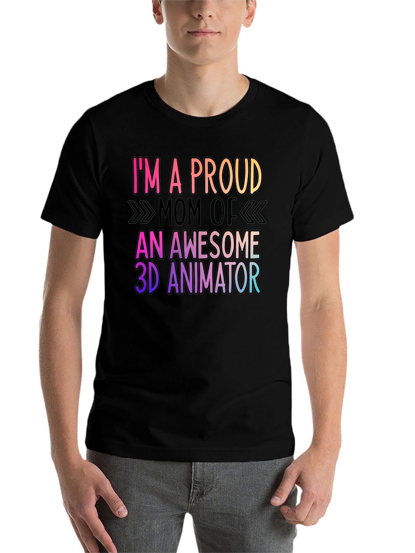 Black Proud Mom of 3D Animator Graphic Tee view 7