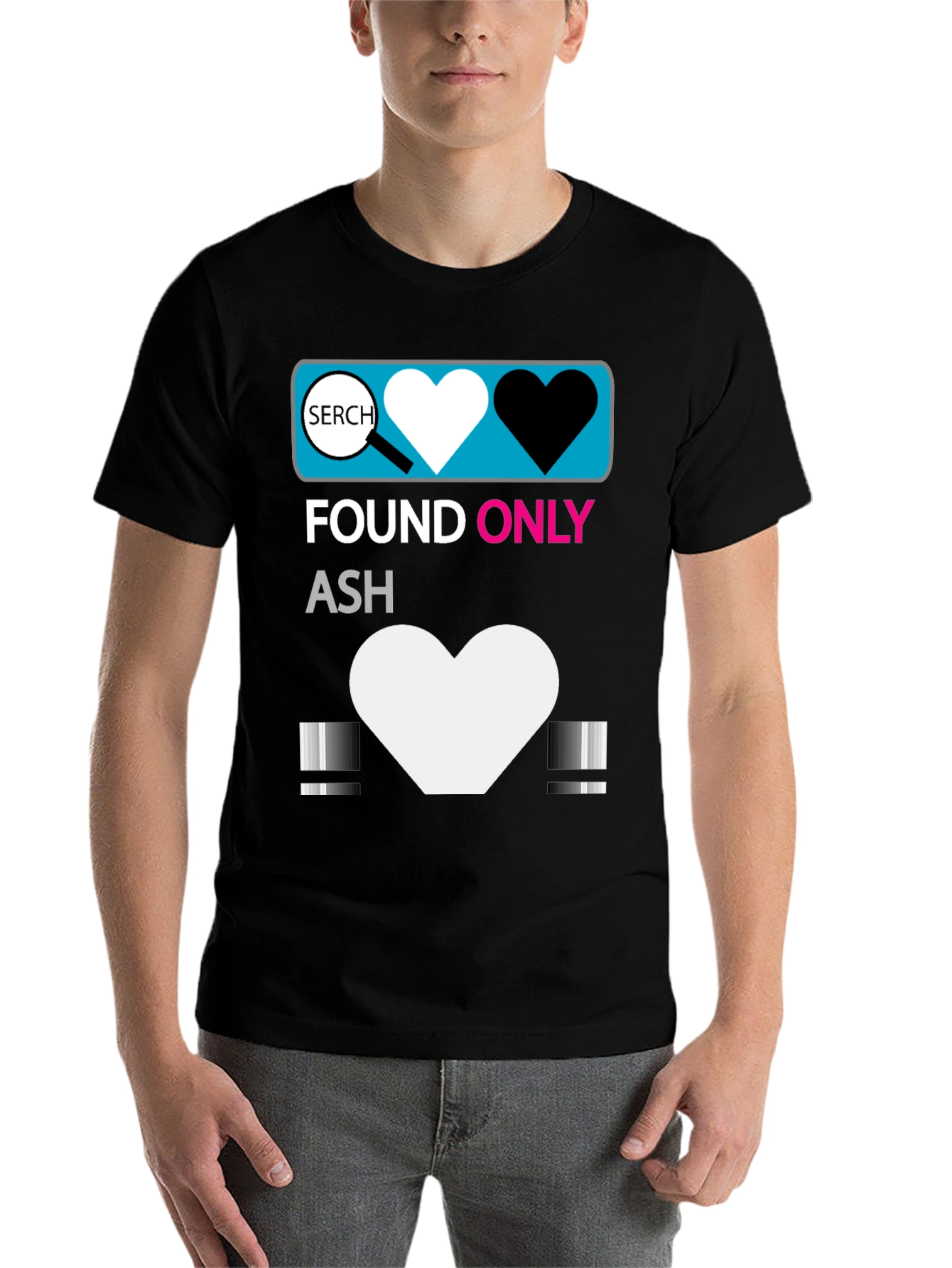Black Found Only Ash T-Shirt - Heart Search Design view 7