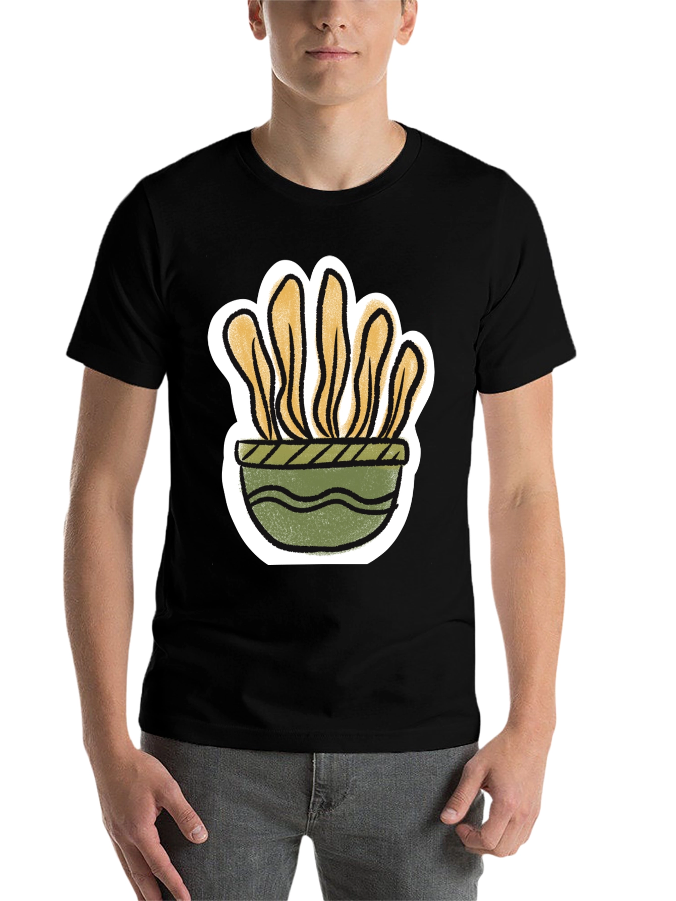 Black Plant Pot Graphic Tee - Trendy Stylish view 7