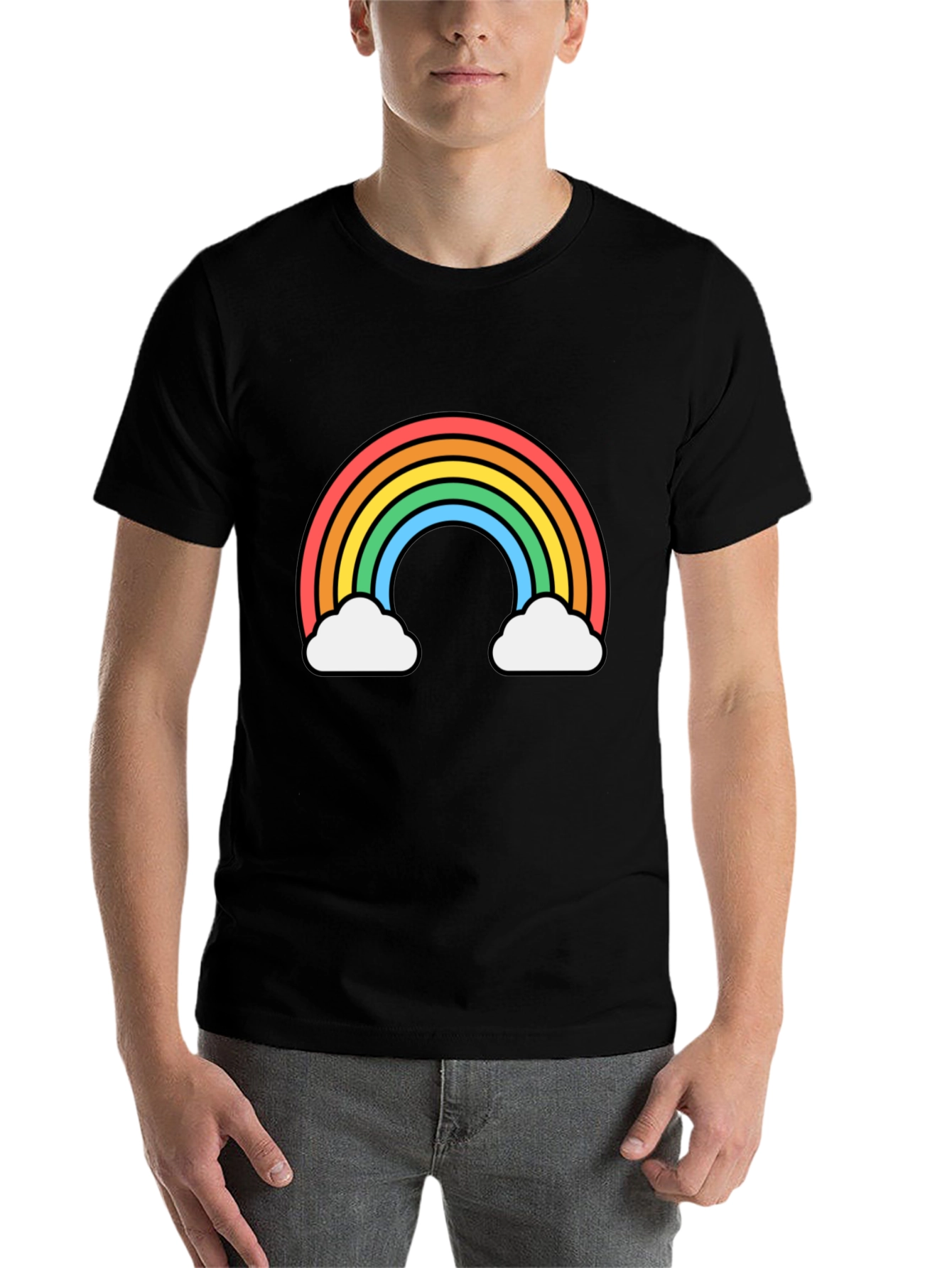 Black Rainbow Cloud Graphic Tee - Black Unisex T-Shirt view 7