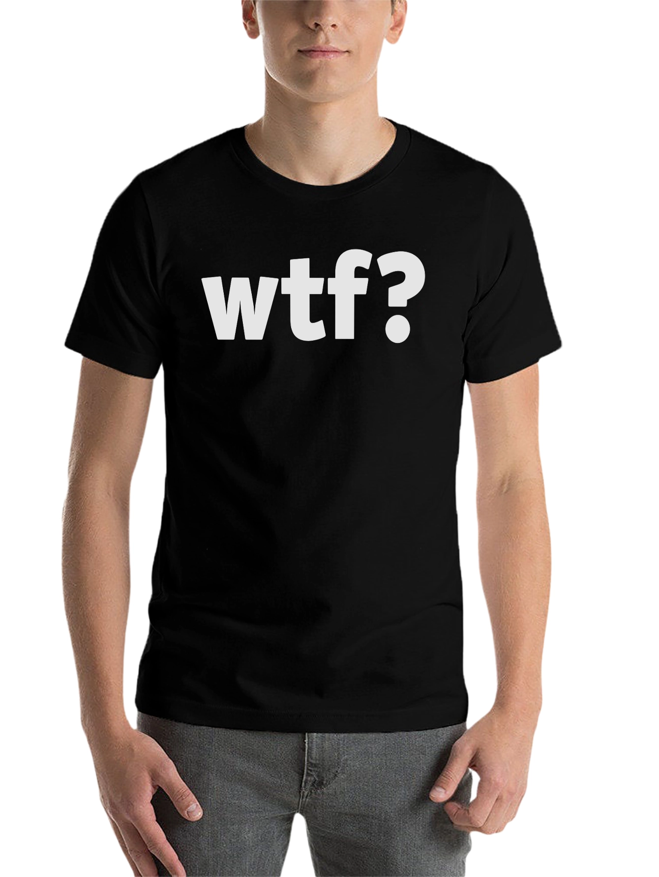 Black WTF? Graphic Print Crew Neck T-Shirt view 7