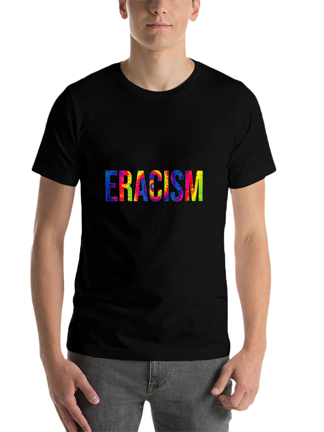 Black Eradicate Racism Tie Dye Graphic Tee view 7