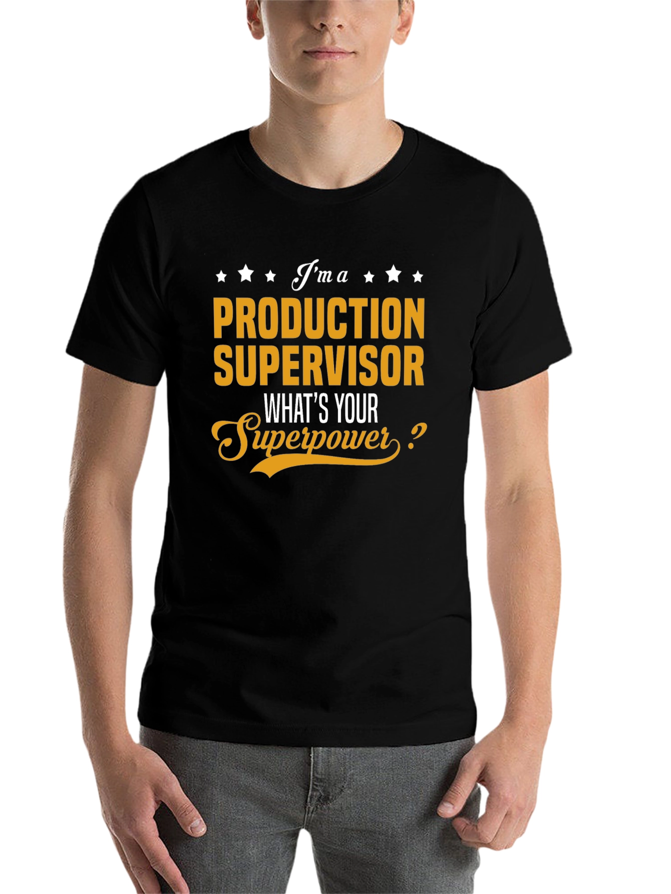 Black Production Supervisor Superpower T-Shirt view 7
