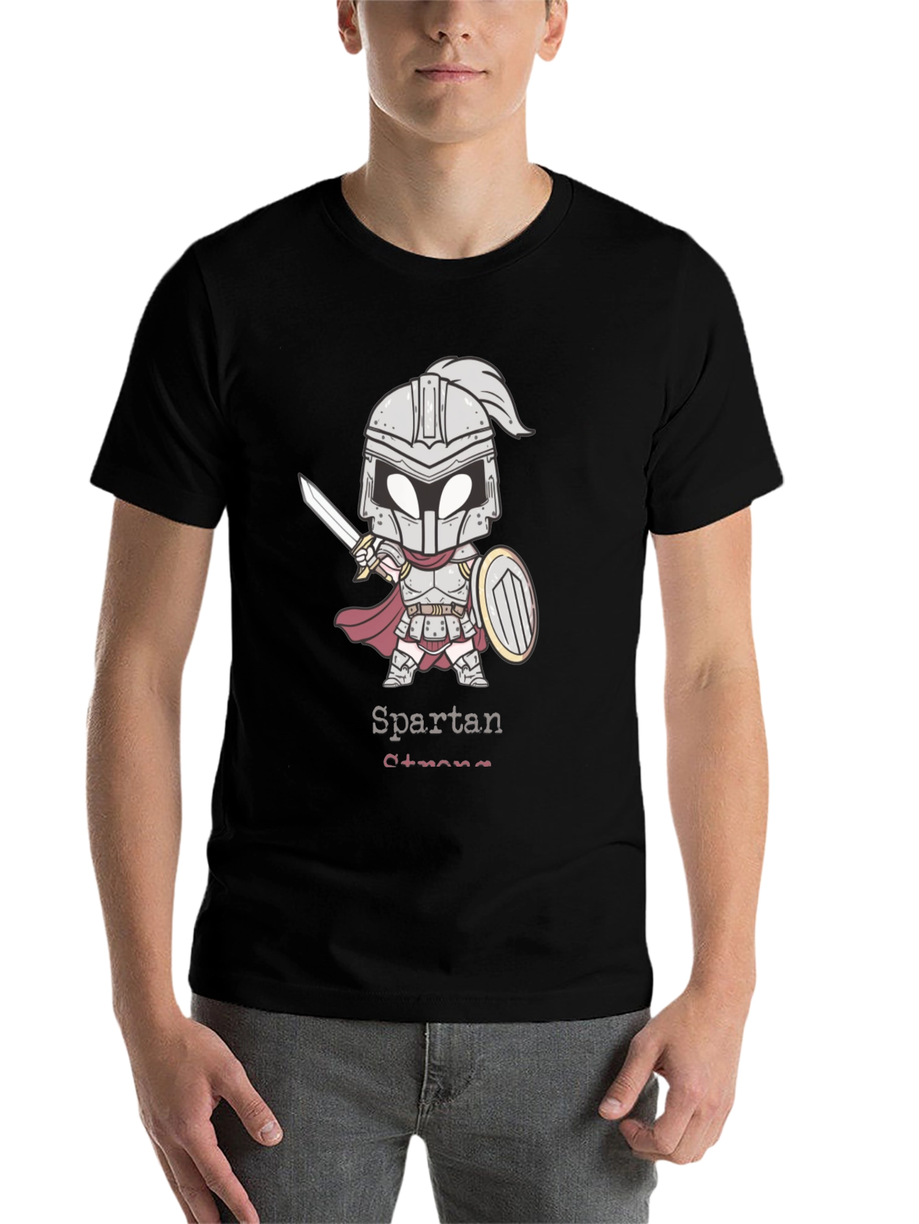 Black Spartan Strong Graphic T-Shirt view 7