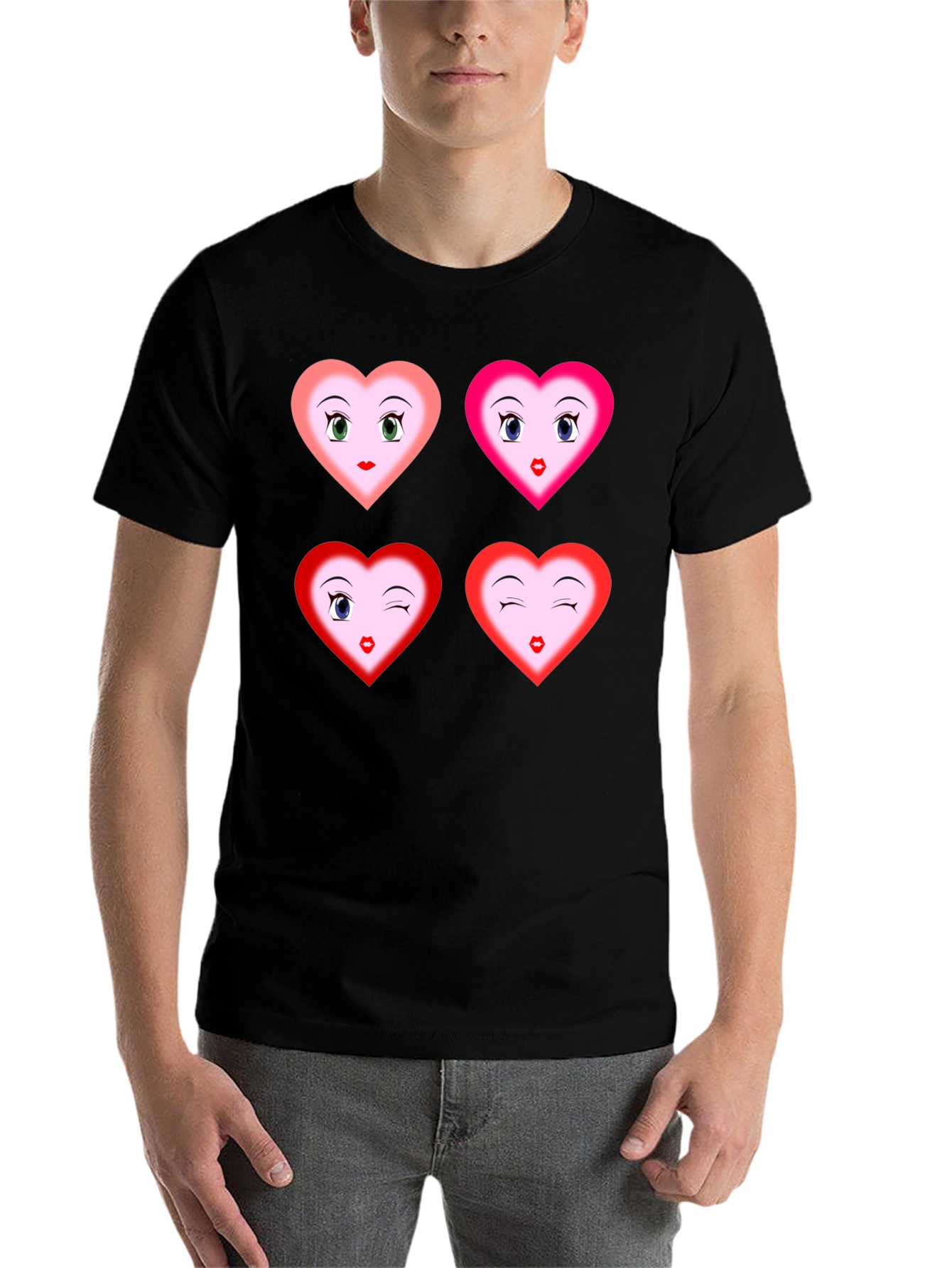 Black Heart Faces Graphic Tee - Fun, Unique Design view 7