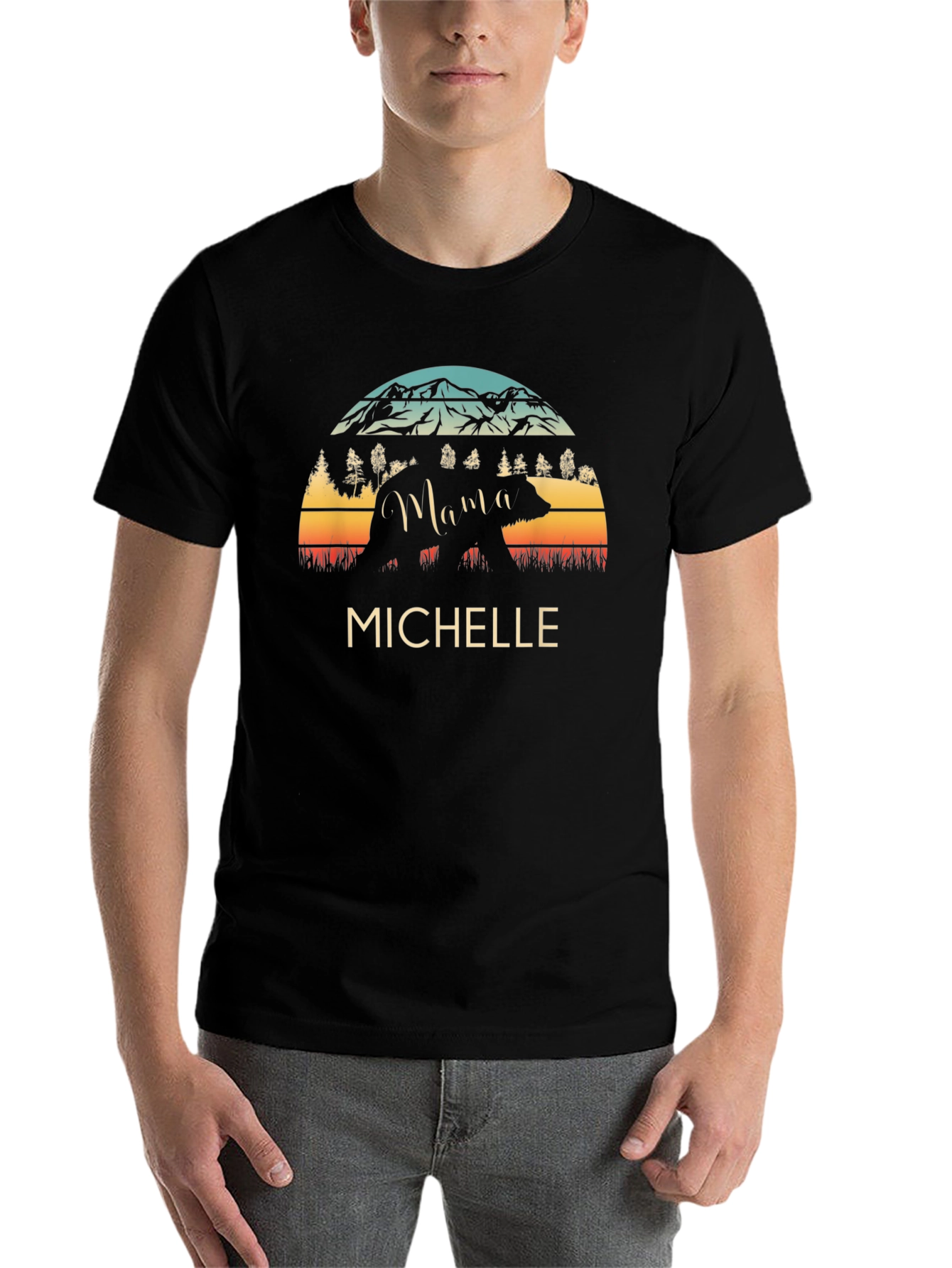 Black Michelle Bear Silhouette Vintage T-Shirt view 7
