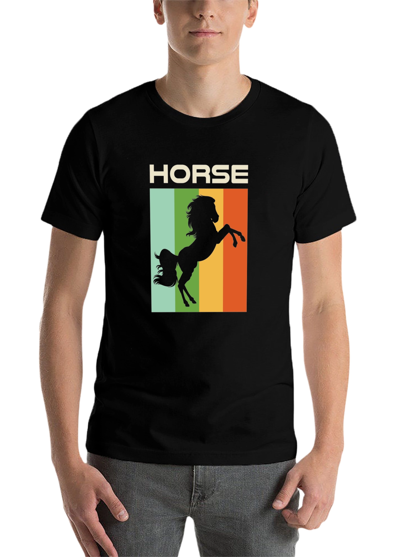 Black Retro Horse T-Shirt - Equestrian Style view 7