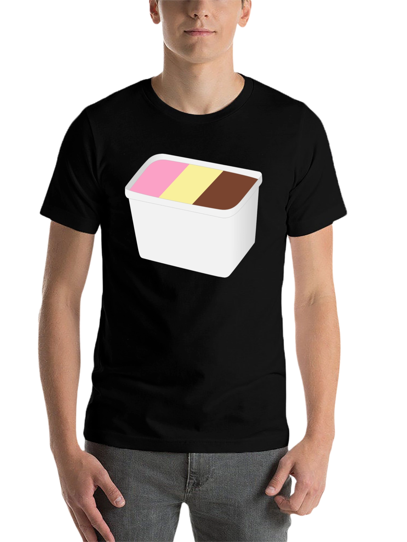 Black Ice Cream Tub Graphic Tee - Cool Novelty Shirt view 7