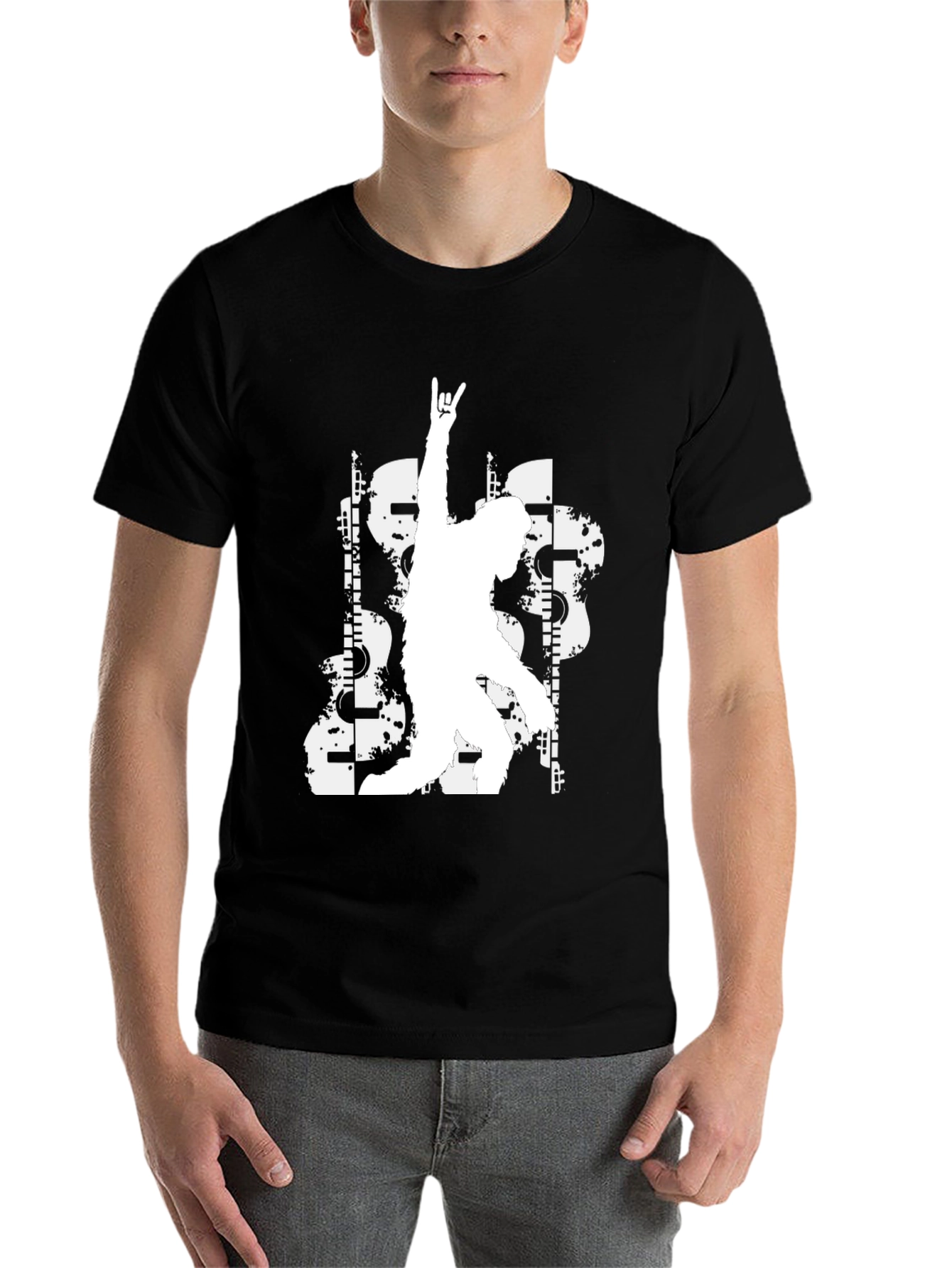 Black Rock On Graphic Tee - Black Casual T-Shirt view 7