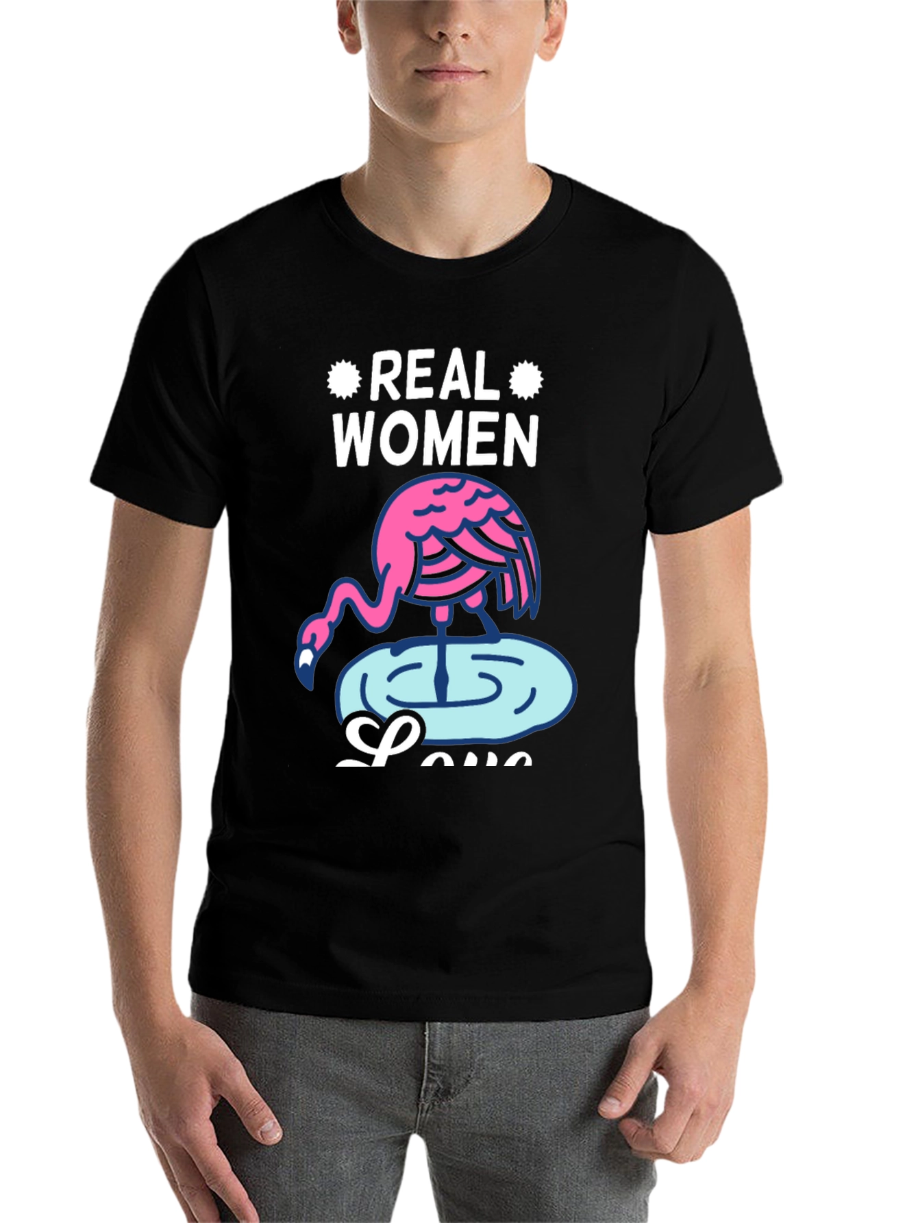 Black Real Women Love Flamingos Graphic T-Shirt view 7