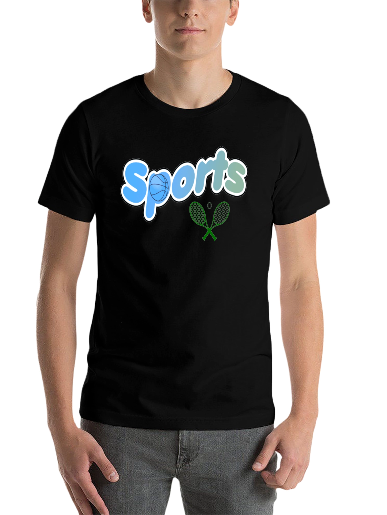 Black Sports Graphic Tee - Black Casual T-Shirt view 7