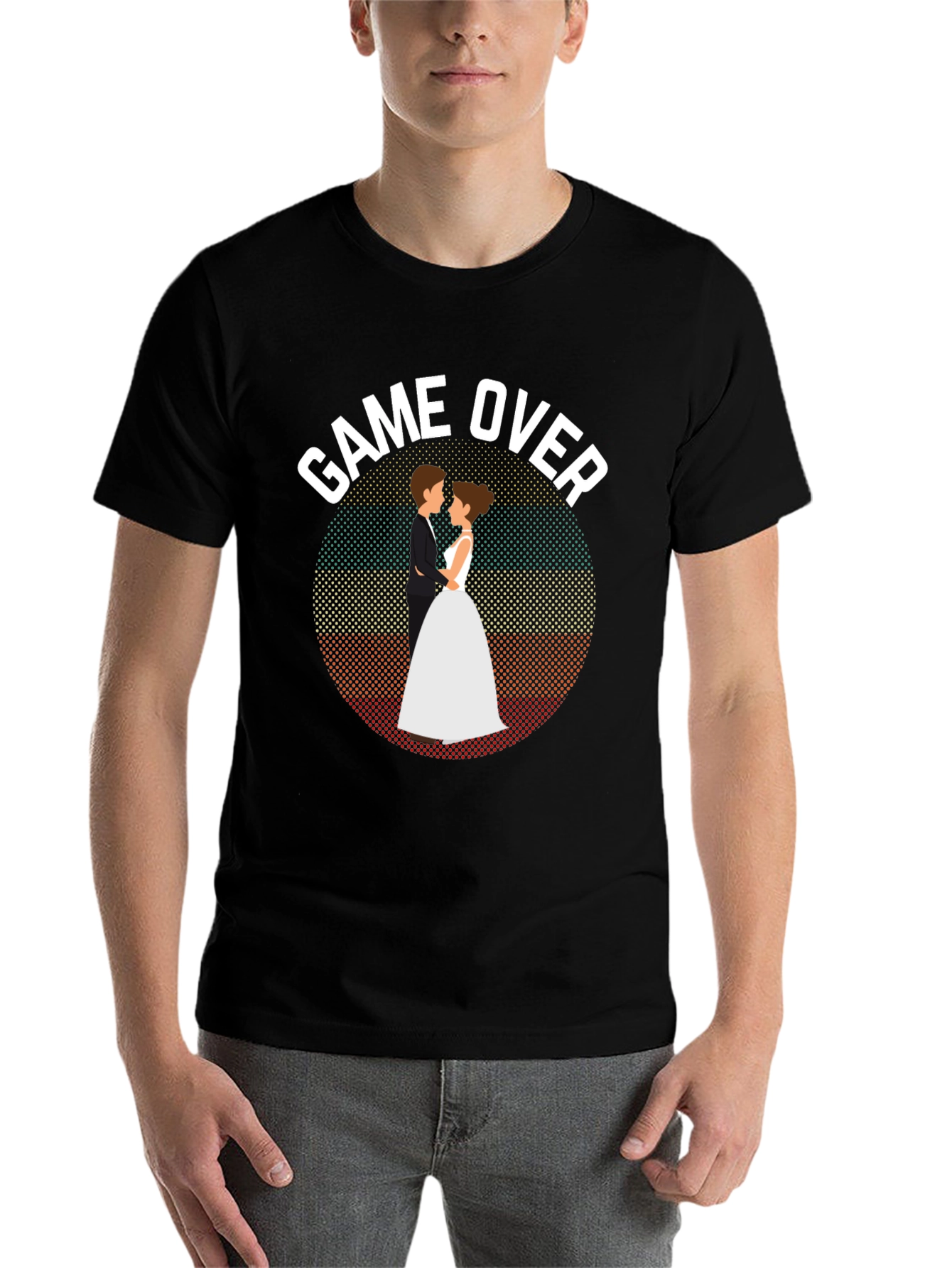Black Game Over Wedding T-Shirt - Groom Gift view 7