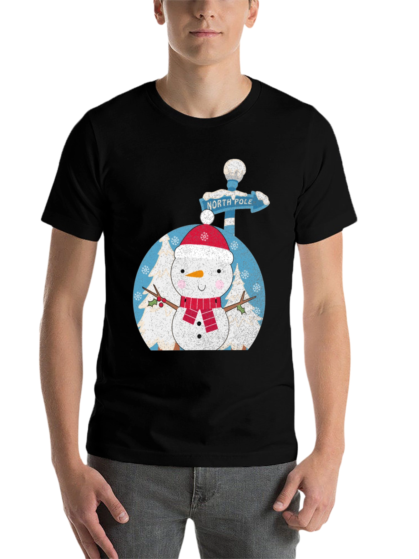 Snowman North Pole Black Tee - 7