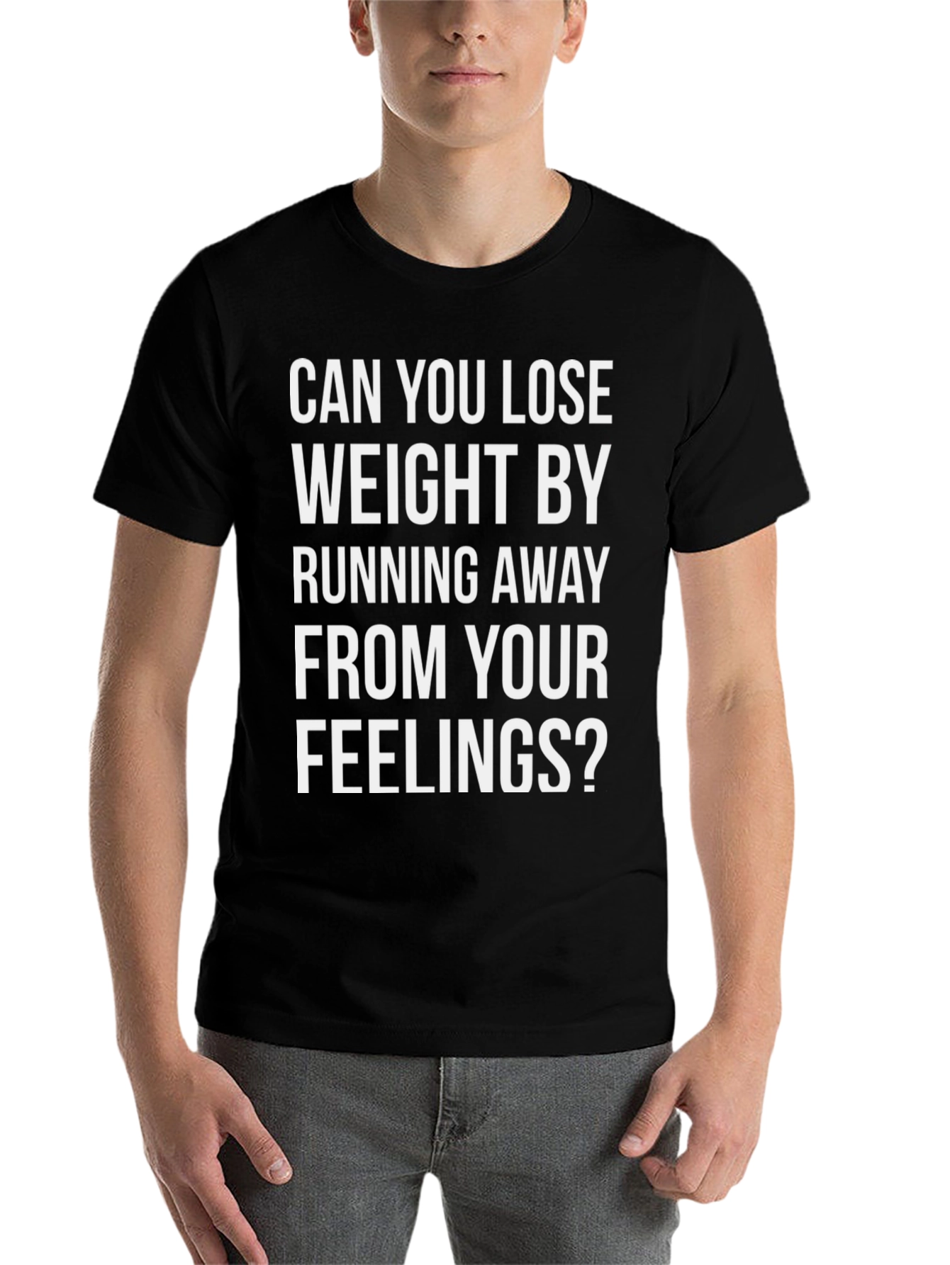 Black Funny Run Away From Your Feelings T-Shirt view 7