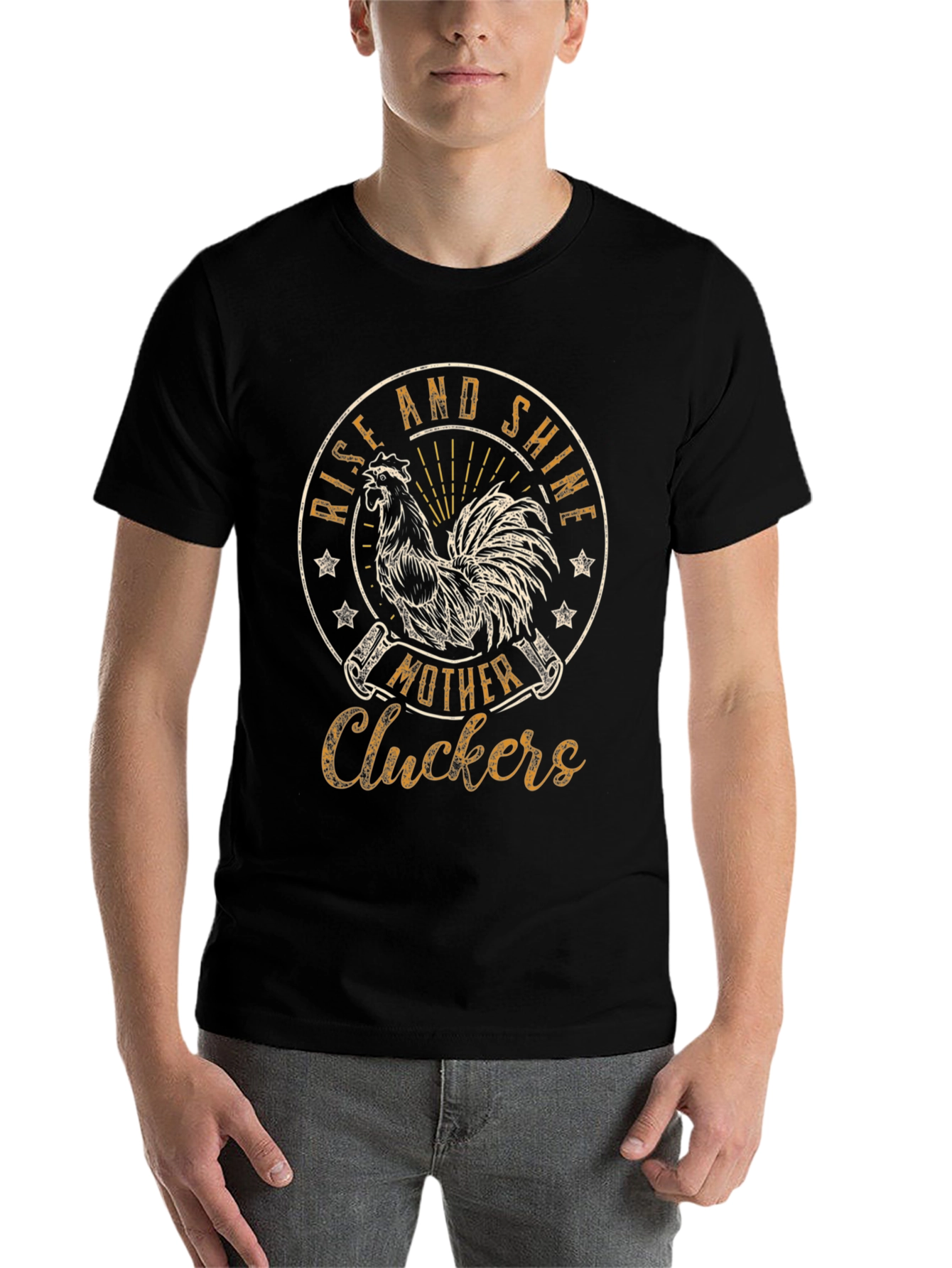 Black Rise and Shine T-Shirt - Mother Cluckers Rooster Tee view 7