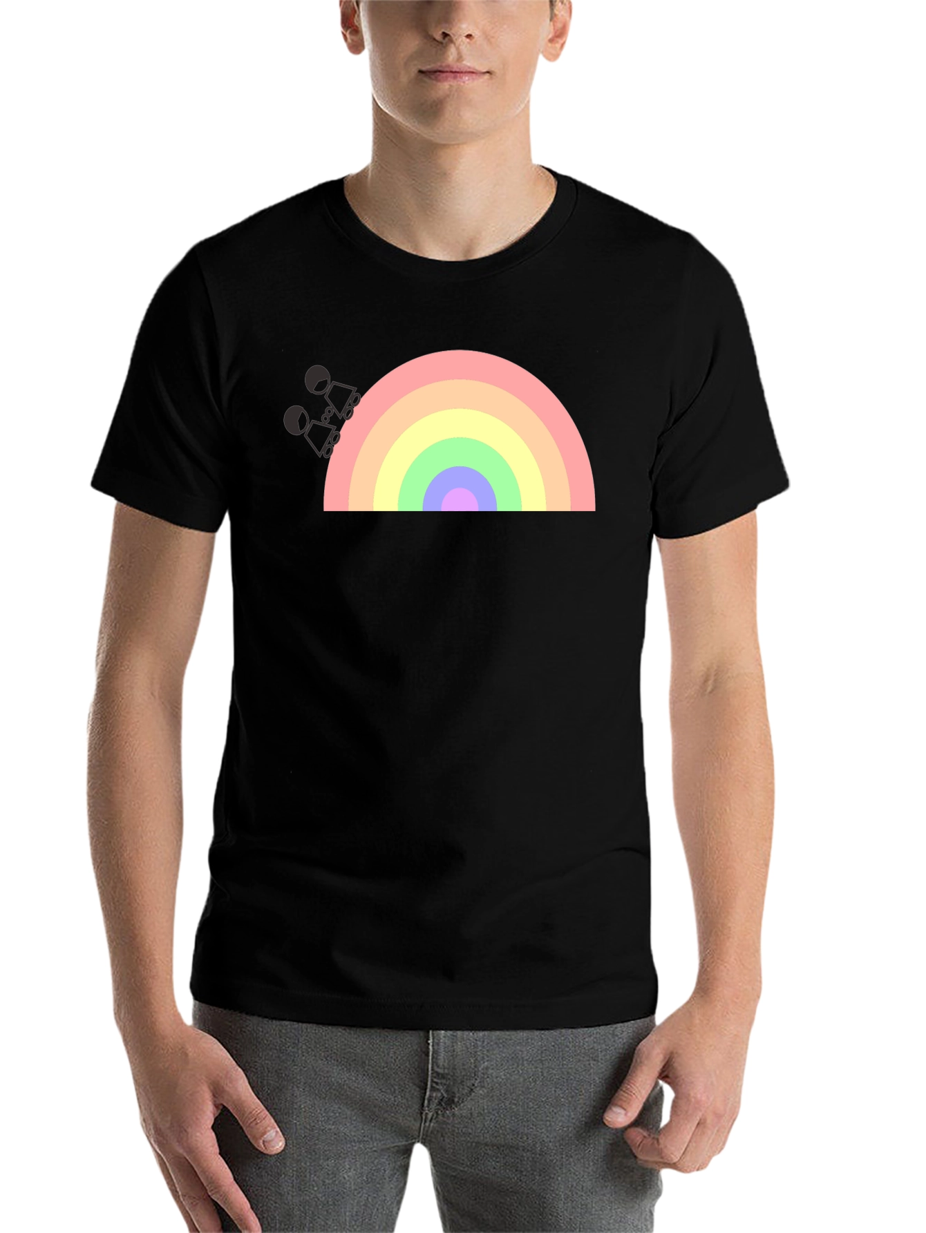 Black Rainbow Graphic T-Shirt - Black Cotton Blend view 7