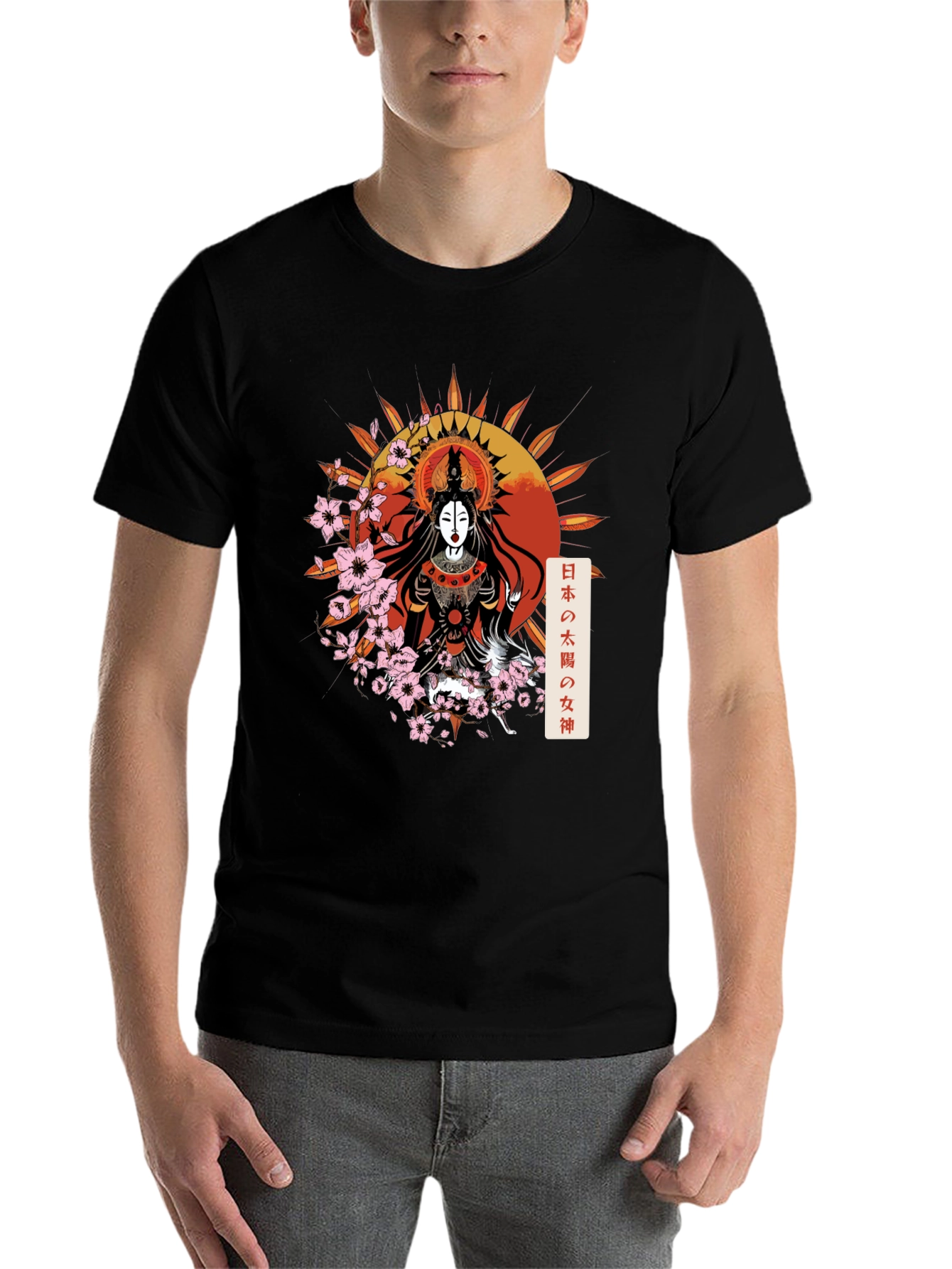 Black Japanese Goddess Graphic Tee view 7