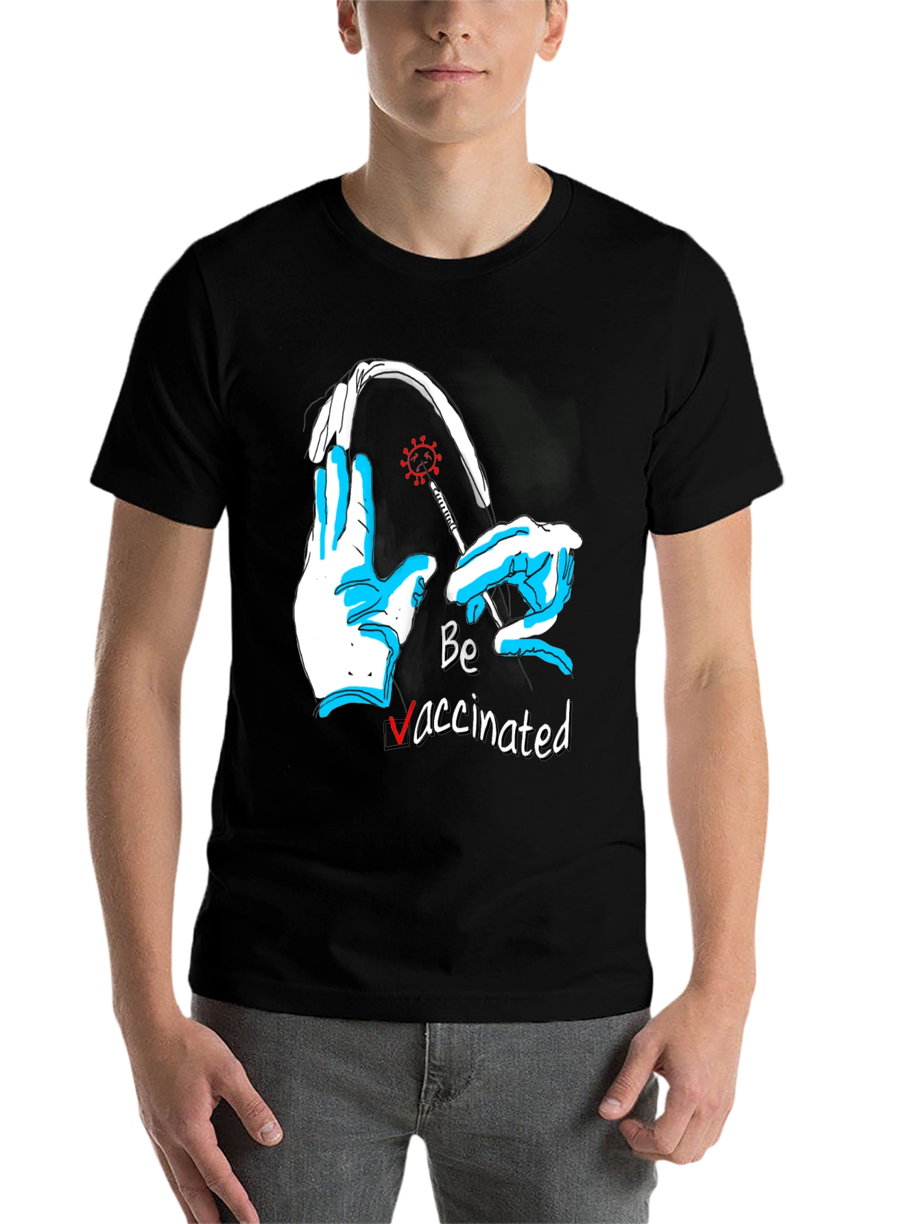 Black Be Vaccinated Graphic Tee - Black view 7