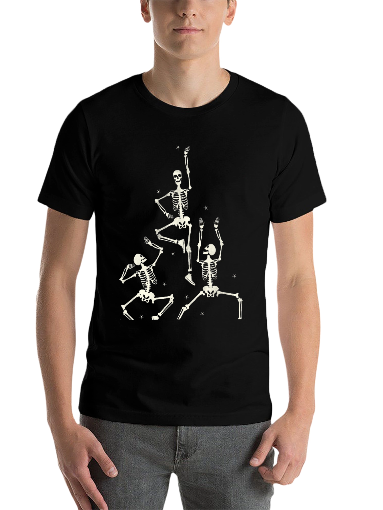 Black Dancing Skeletons Black Graphic Tee view 7