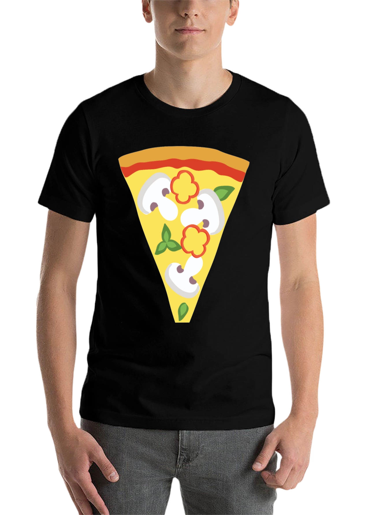 Black Pizza Slice Graphic Tee - Unique Foodie T-Shirt view 7