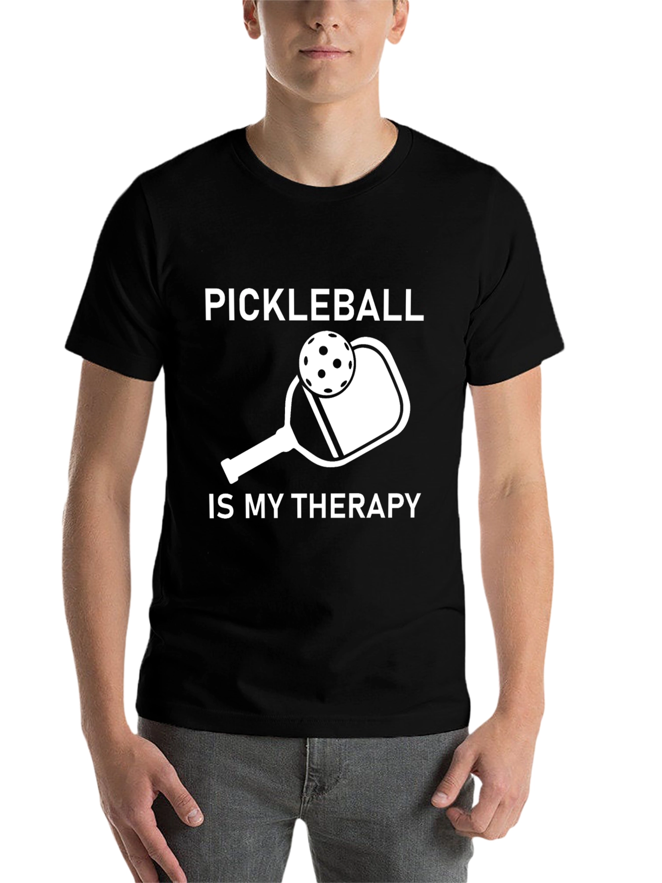 Black Pickleball Therapy T-Shirt view 7