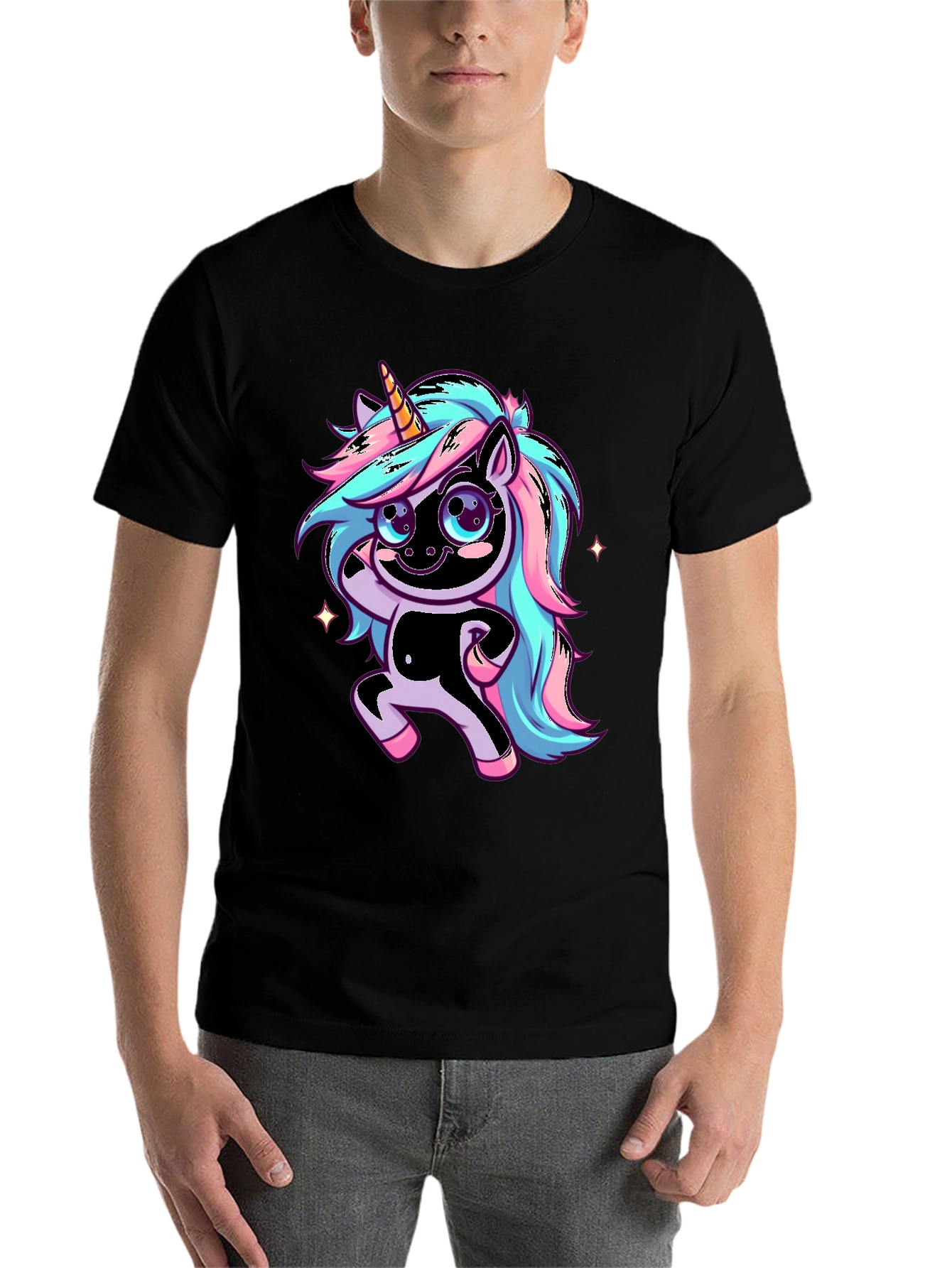 Black Unicorn Graphic Black T-Shirt view 7