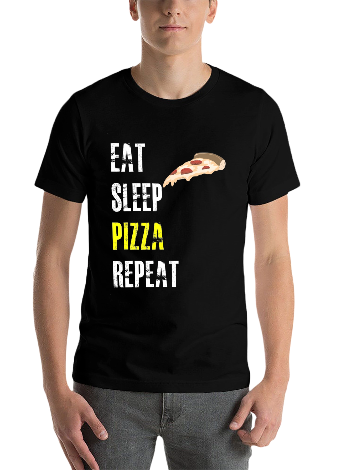 Black Eat Sleep Pizza Repeat Graphic T-Shirt view 7