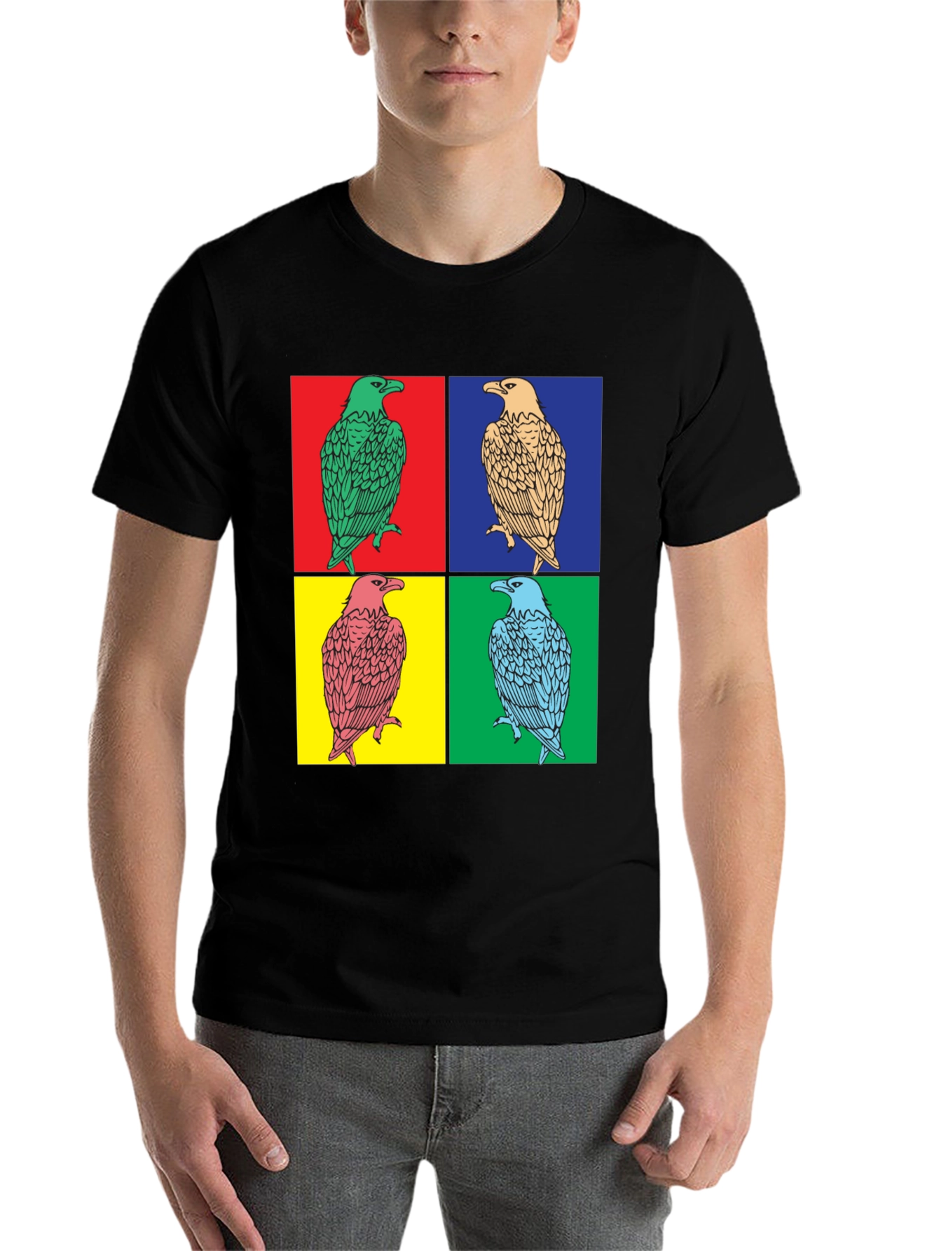 Black Pop Art Eagle Graphic Tee - Bold Style view 7