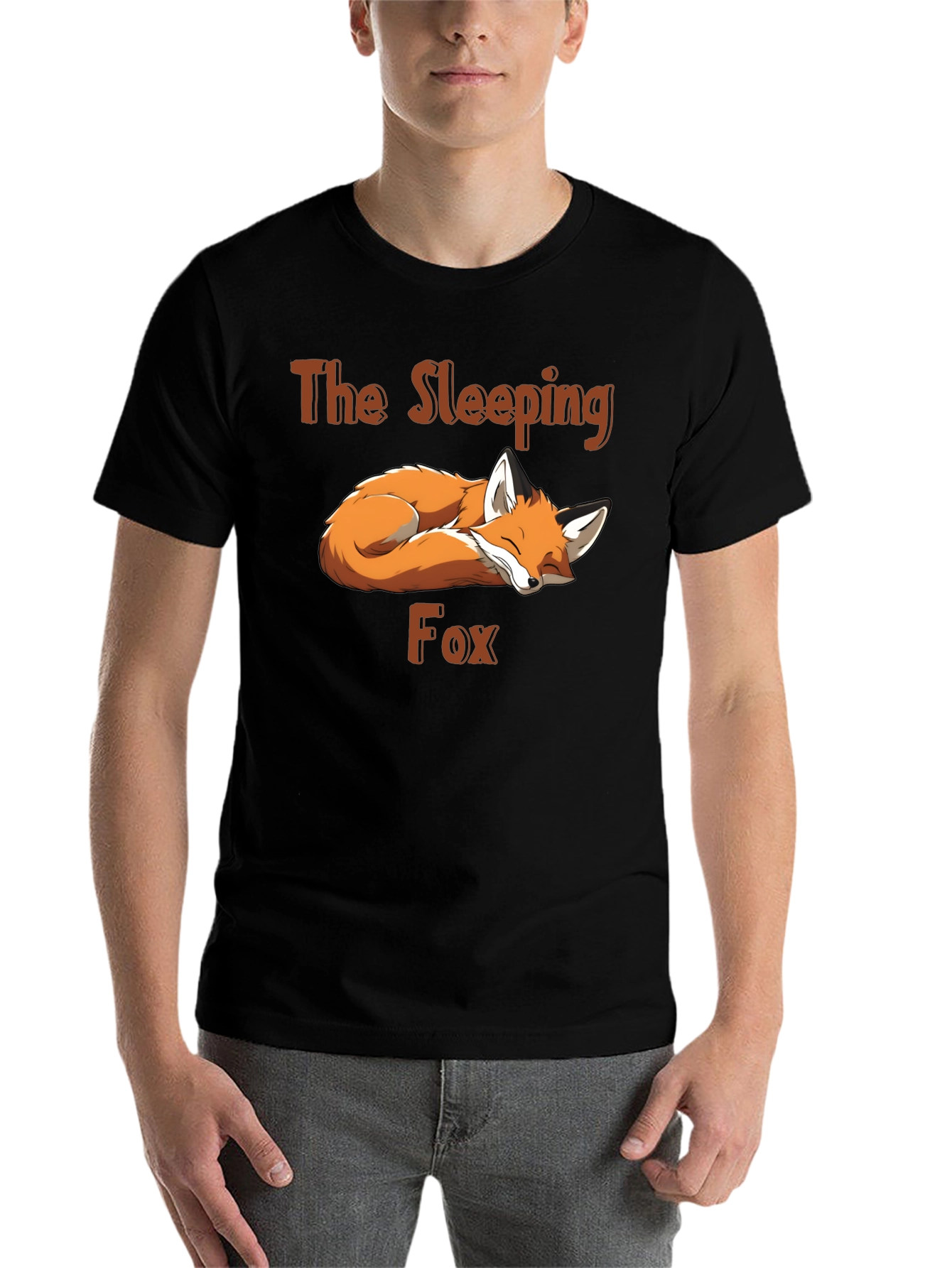 Black Sleeping Fox Graphic Tee - Black view 7