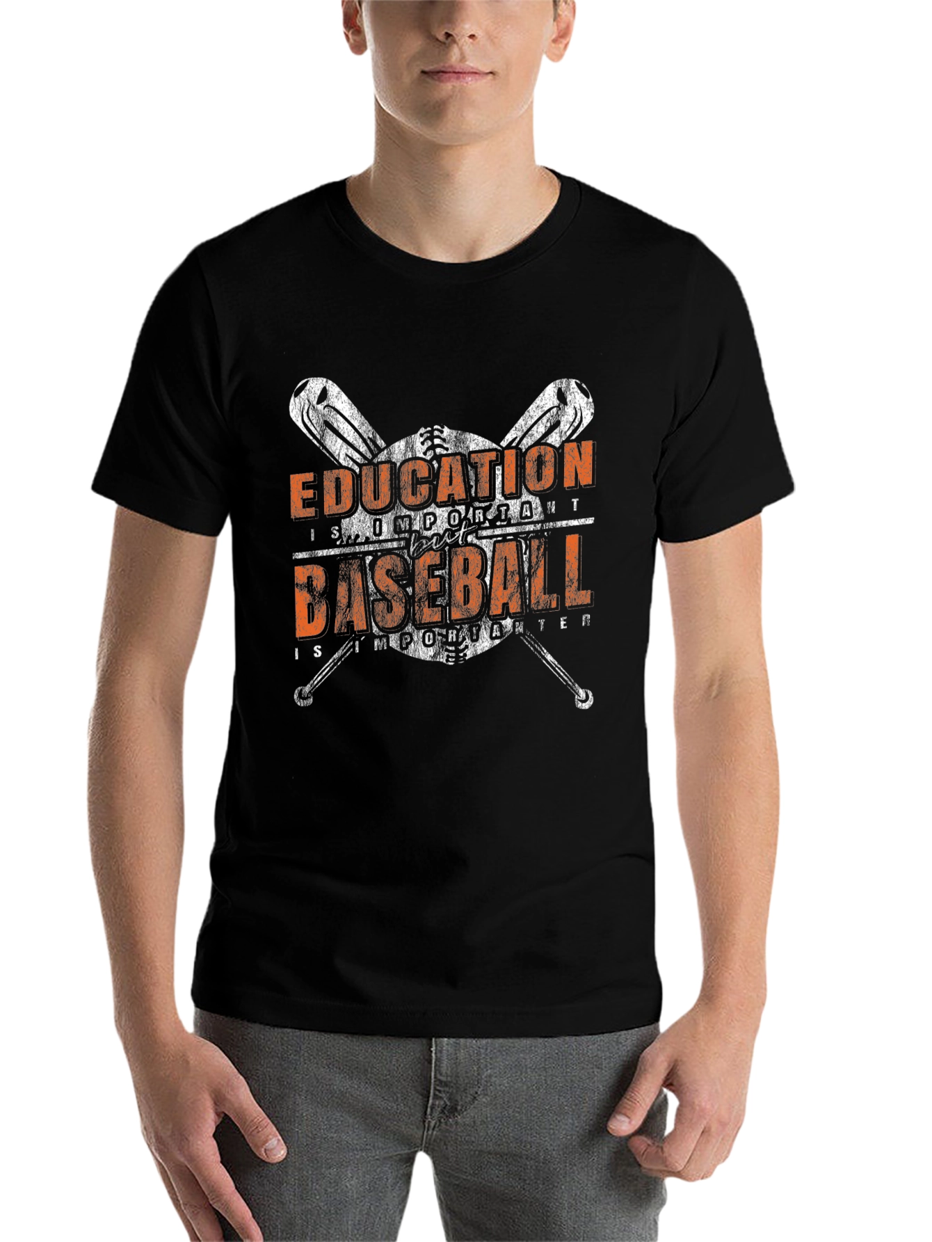 Black Education Important, Baseball More Important T-Shirt view 7
