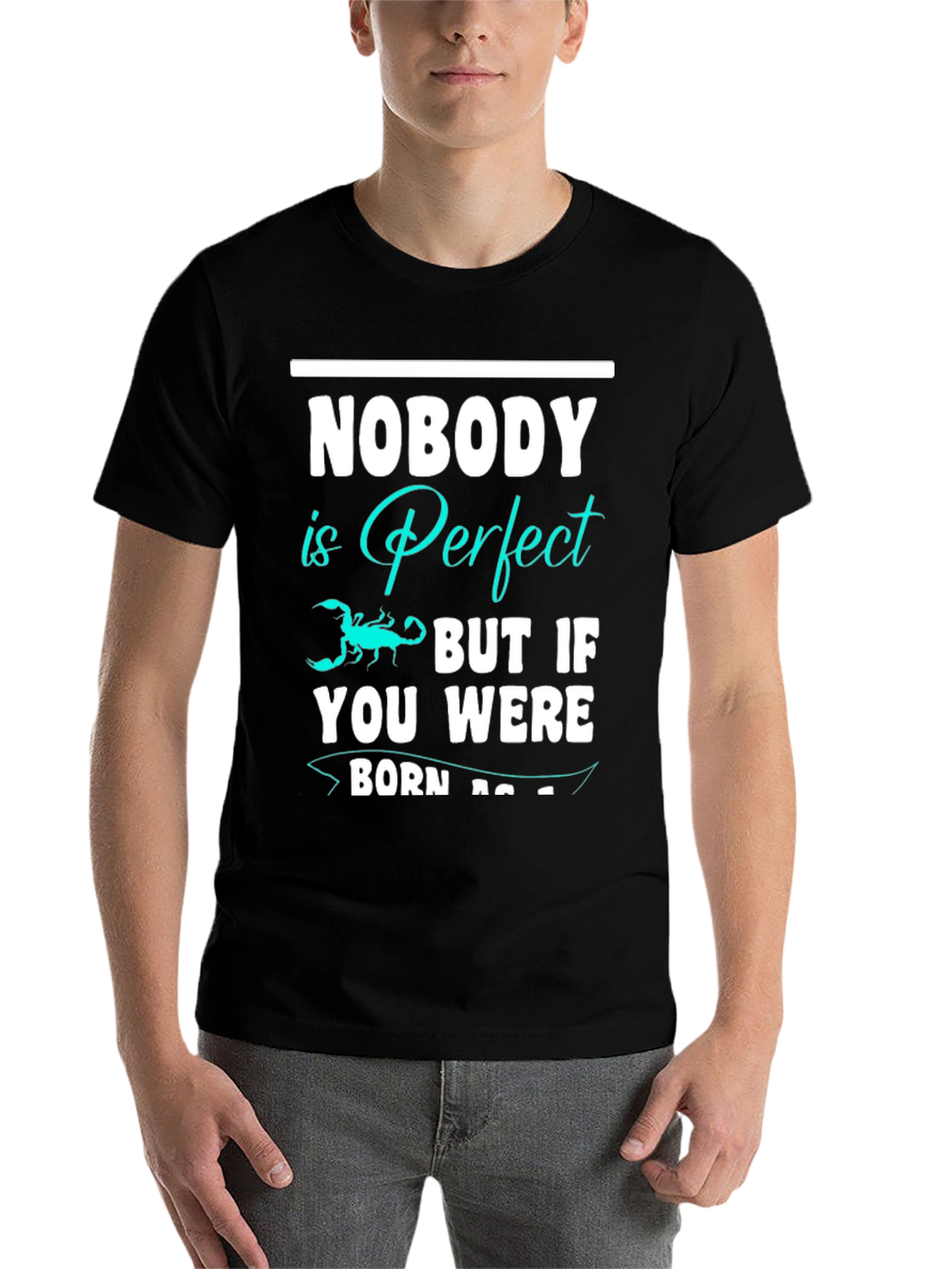 Black Nobody is Perfect Scorpion Graphic T-Shirt view 7