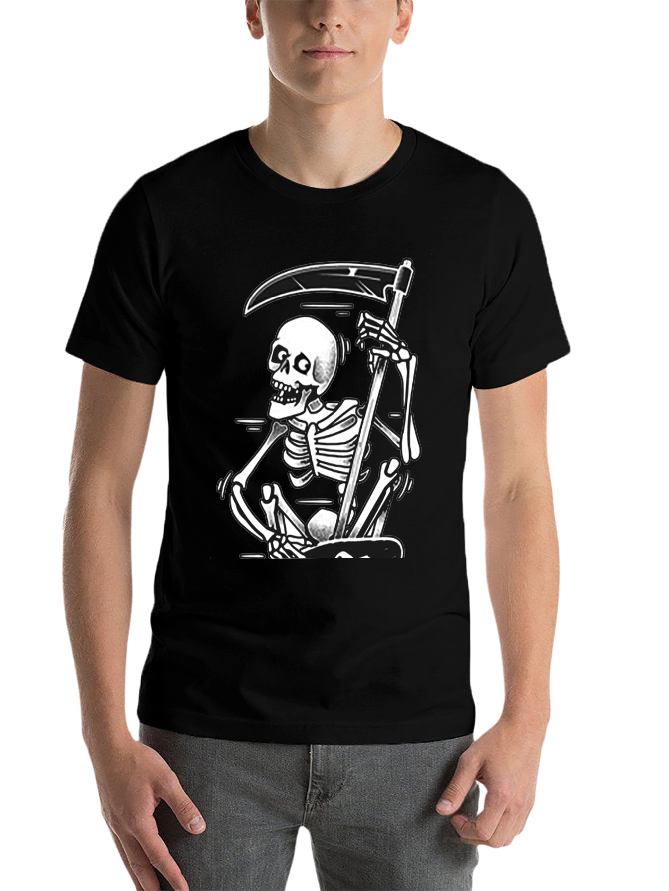 Black Grim Reaper Graphic Tee - Black Skull T-Shirt view 7