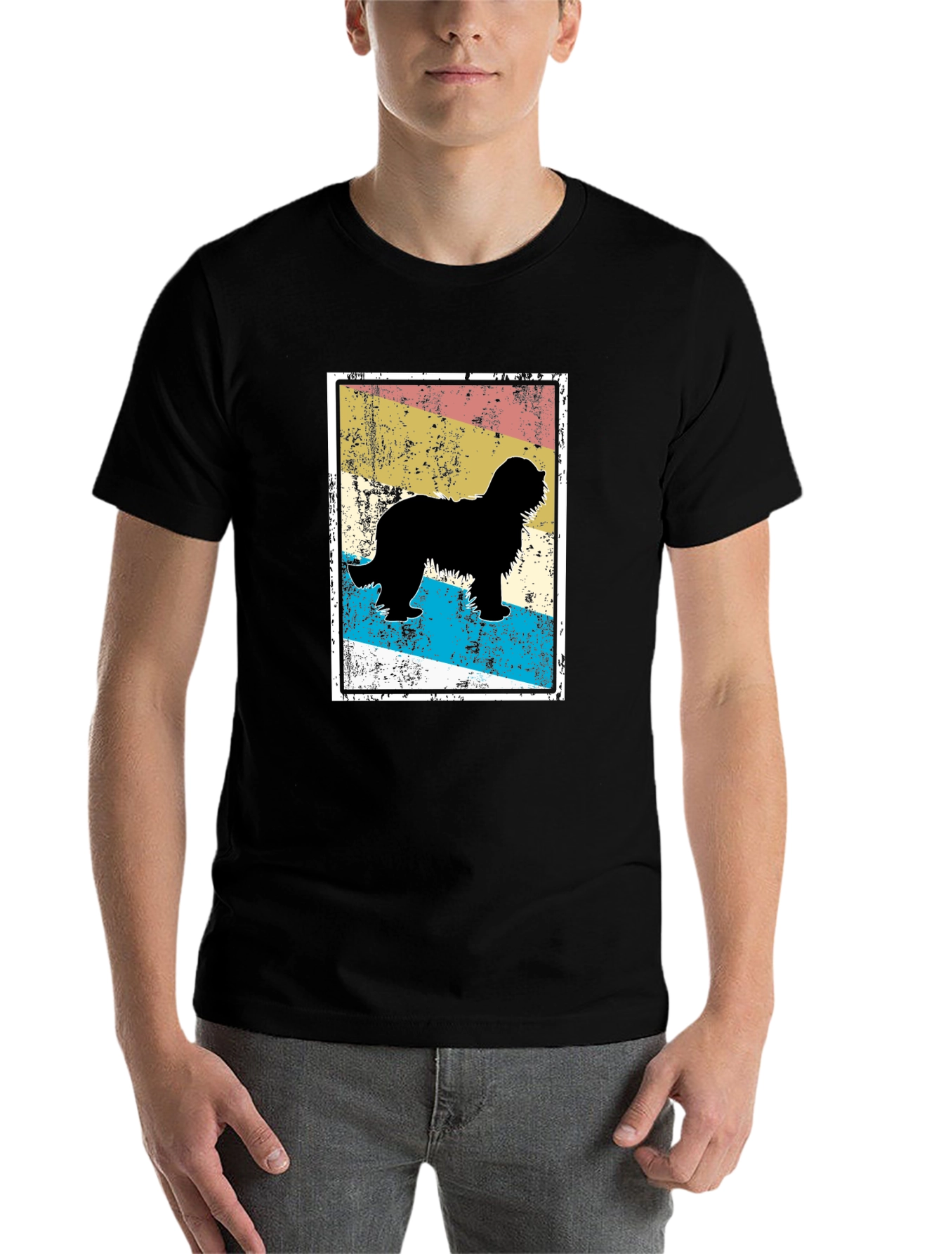 Black Retro Dog Silhouette T-Shirt view 7