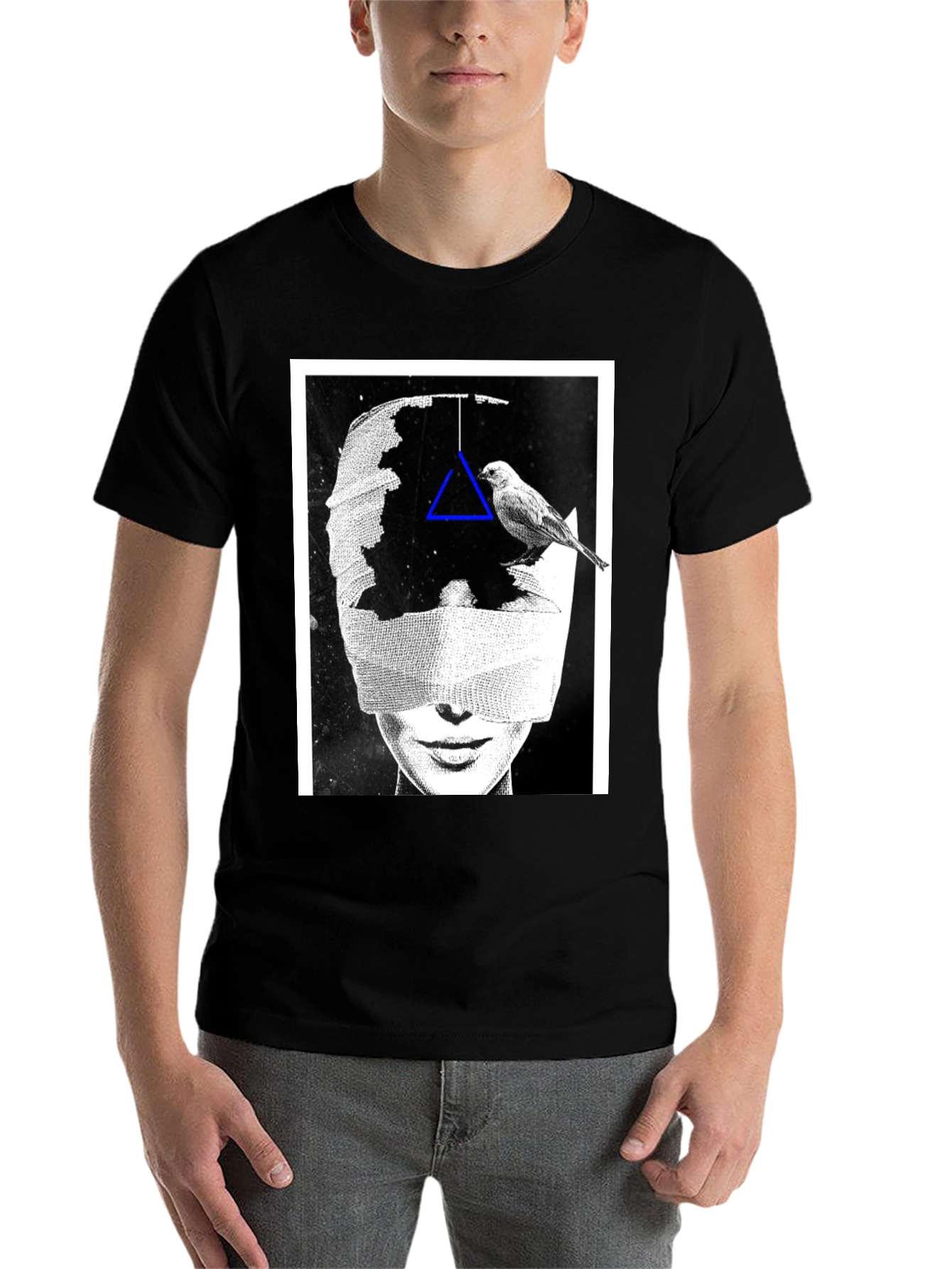 Black Abstract Graphic Print T-Shirt view 7