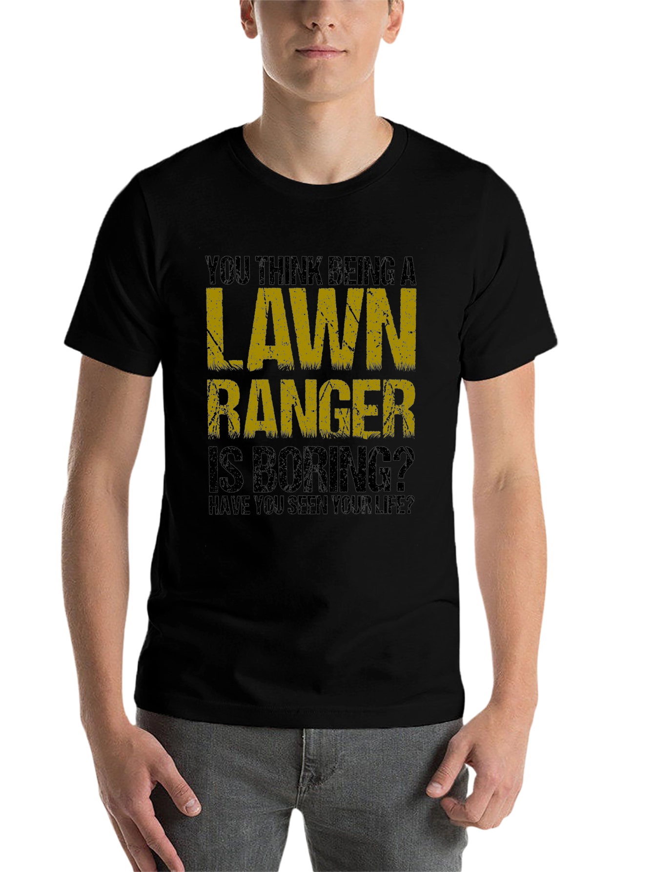 Black Funny Lawn Ranger Graphic T-Shirt view 7