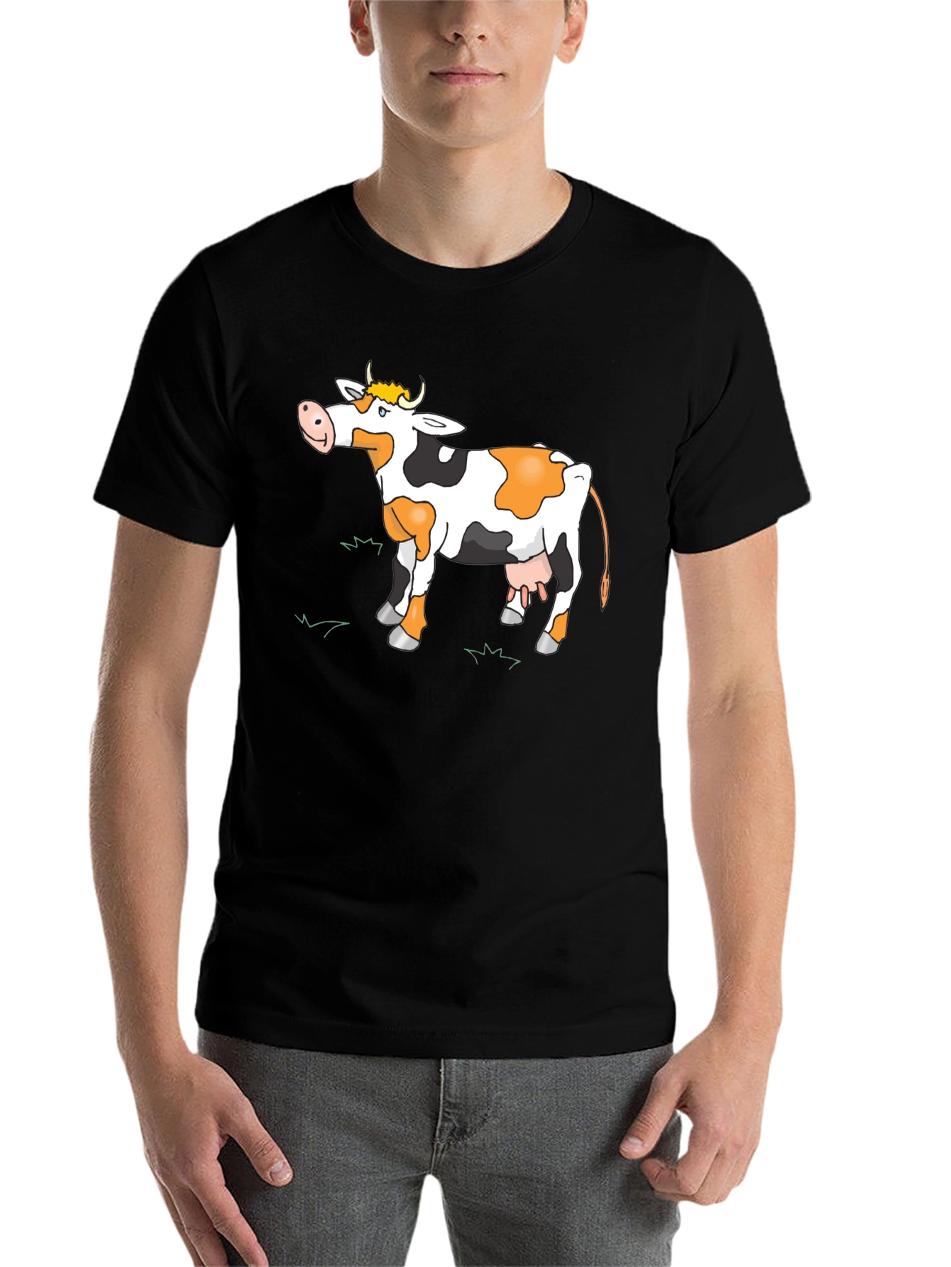 Black Cow Graphic Tee - Black Casual T-Shirt view 7