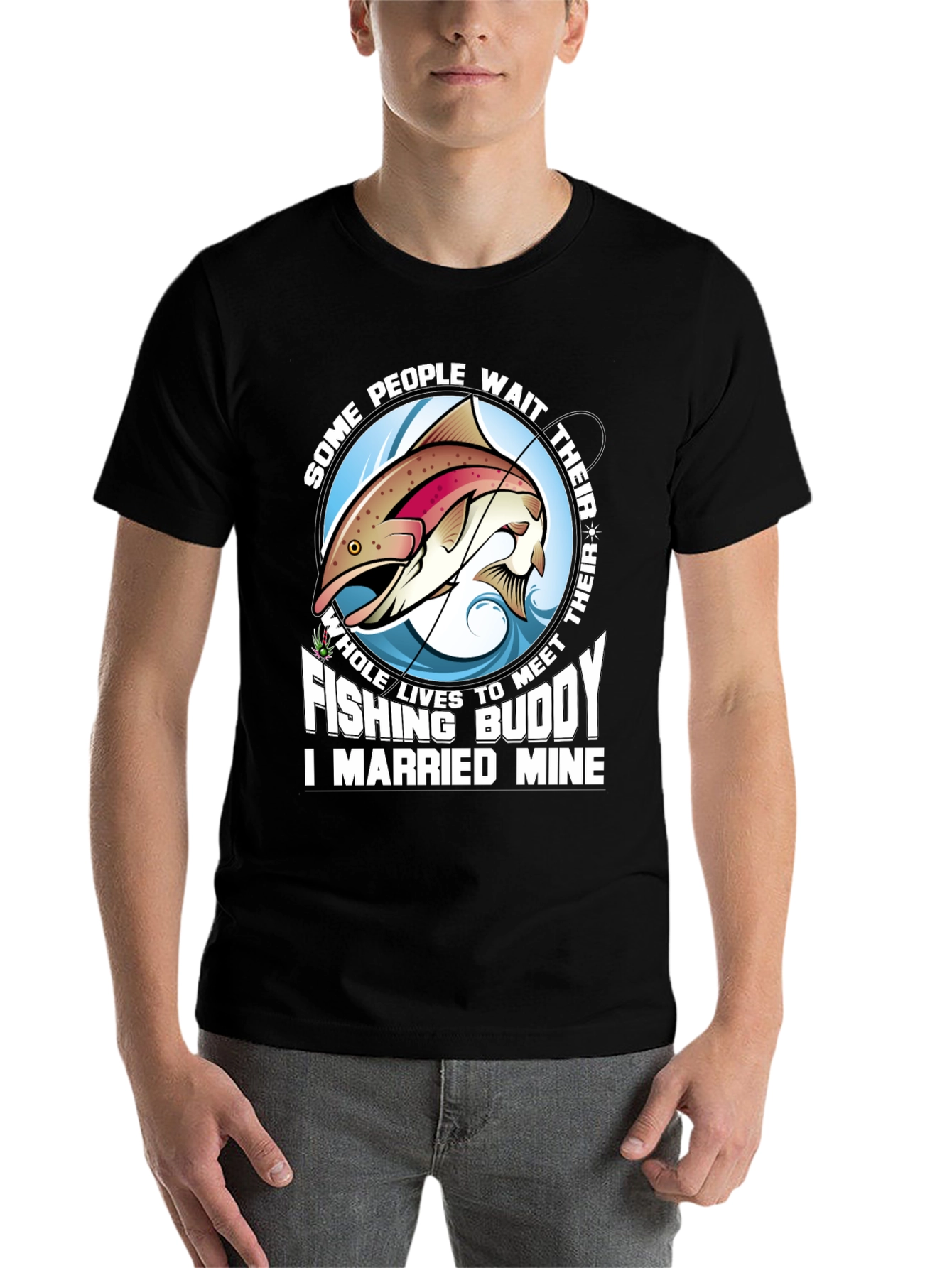 Black Fishing Buddy T-Shirt - Married Mine! view 7
