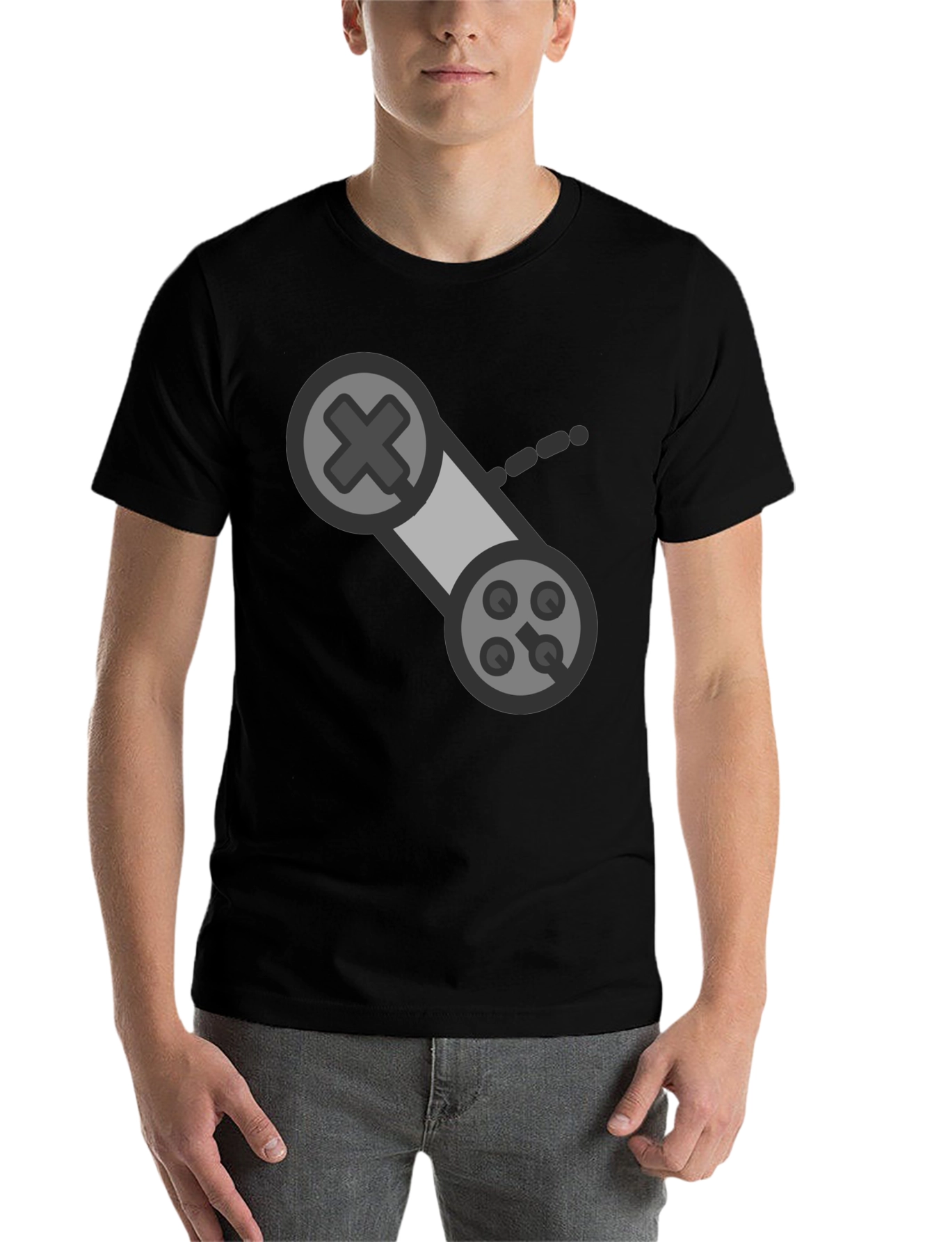 Black Retro Gaming Controller Black T-Shirt view 7