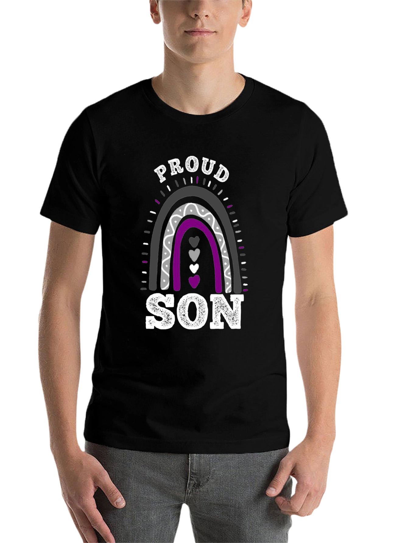 Black Proud Son Asexual Pride T-Shirt view 7