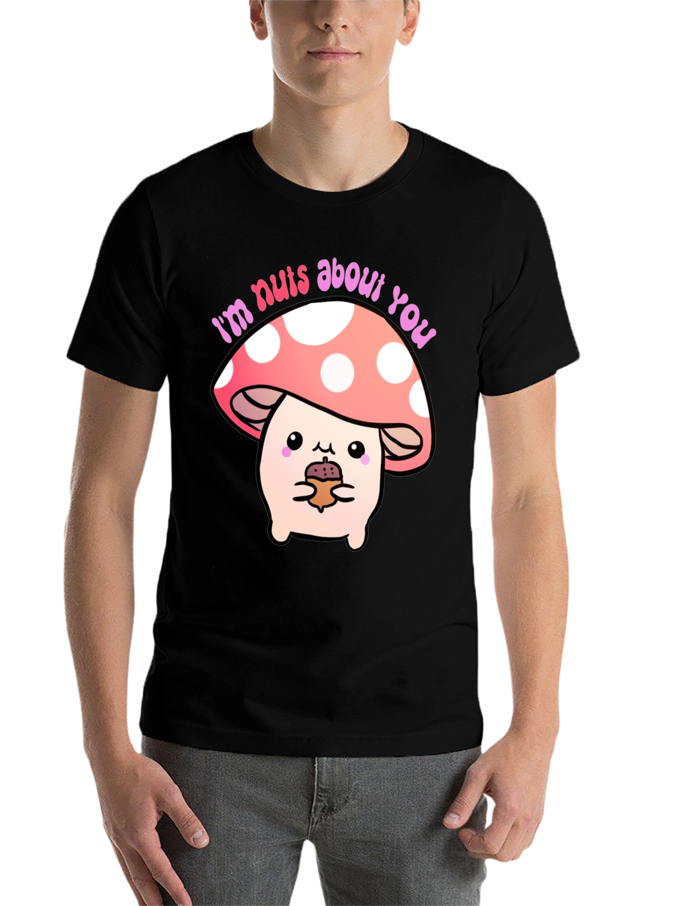 Black I'm Nuts About You Mushroom Graphic Tee view 7