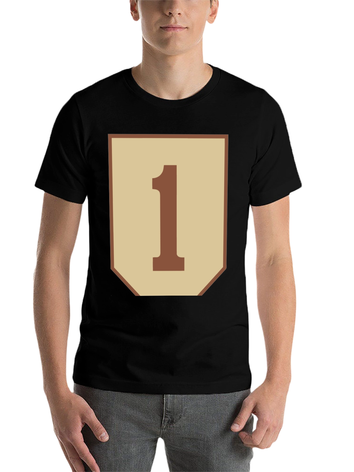Number One Graphic Tee - Black Cotton Blend Shirt - 7