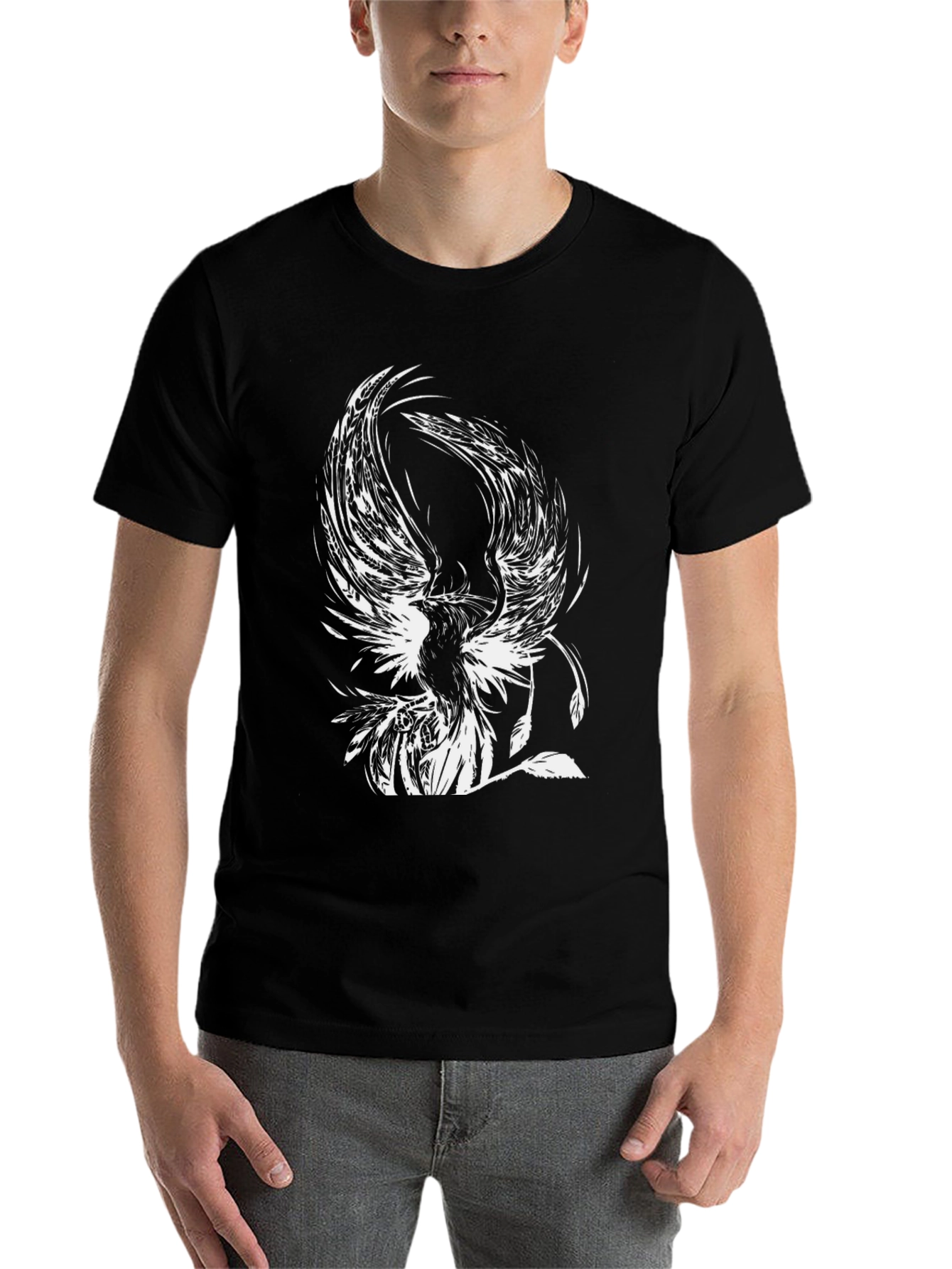 Black Phoenix Graphic Tee - Black Cotton T-Shirt view 7