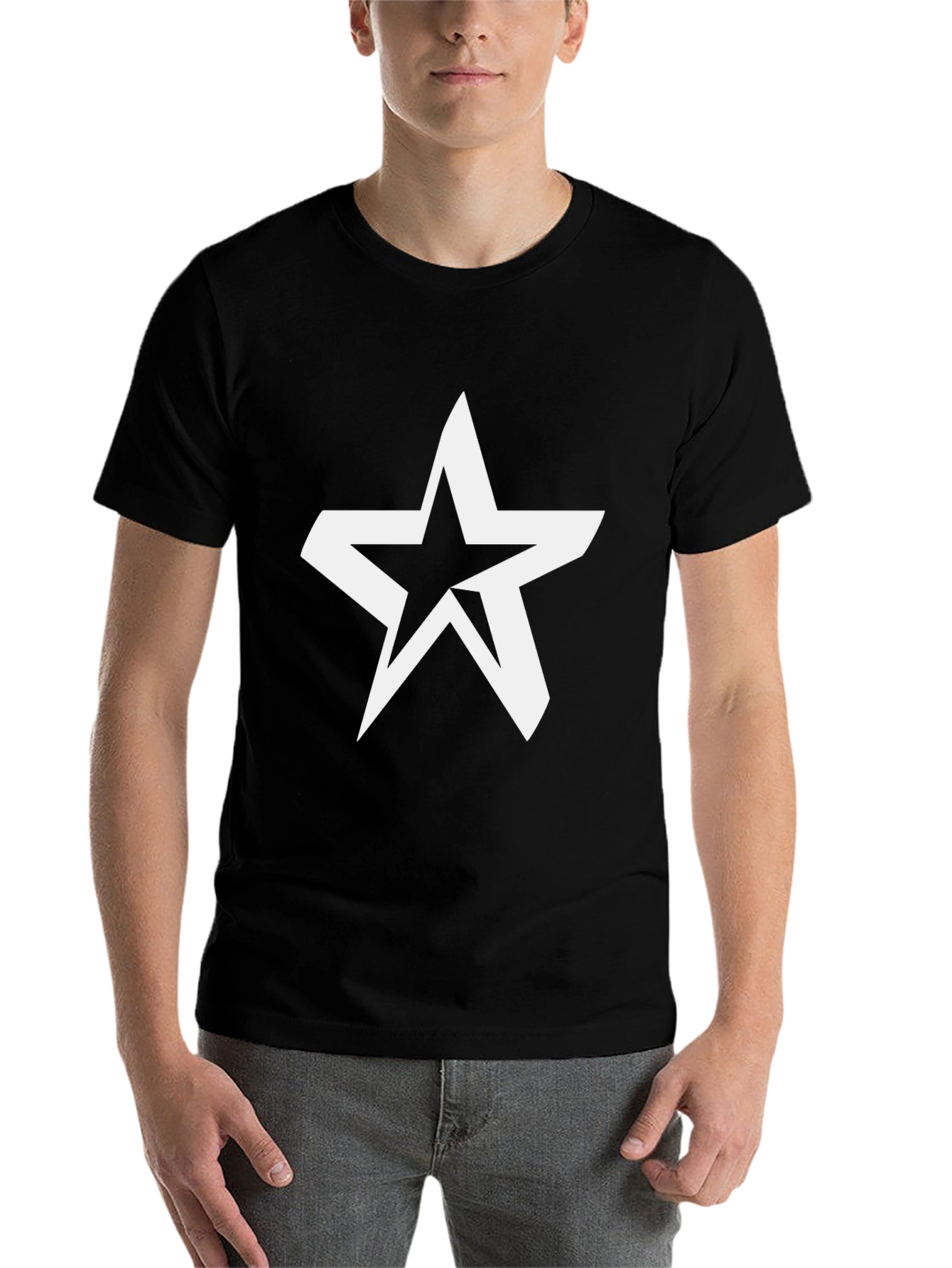 Black Modern Star Graphic Black T-Shirt view 7
