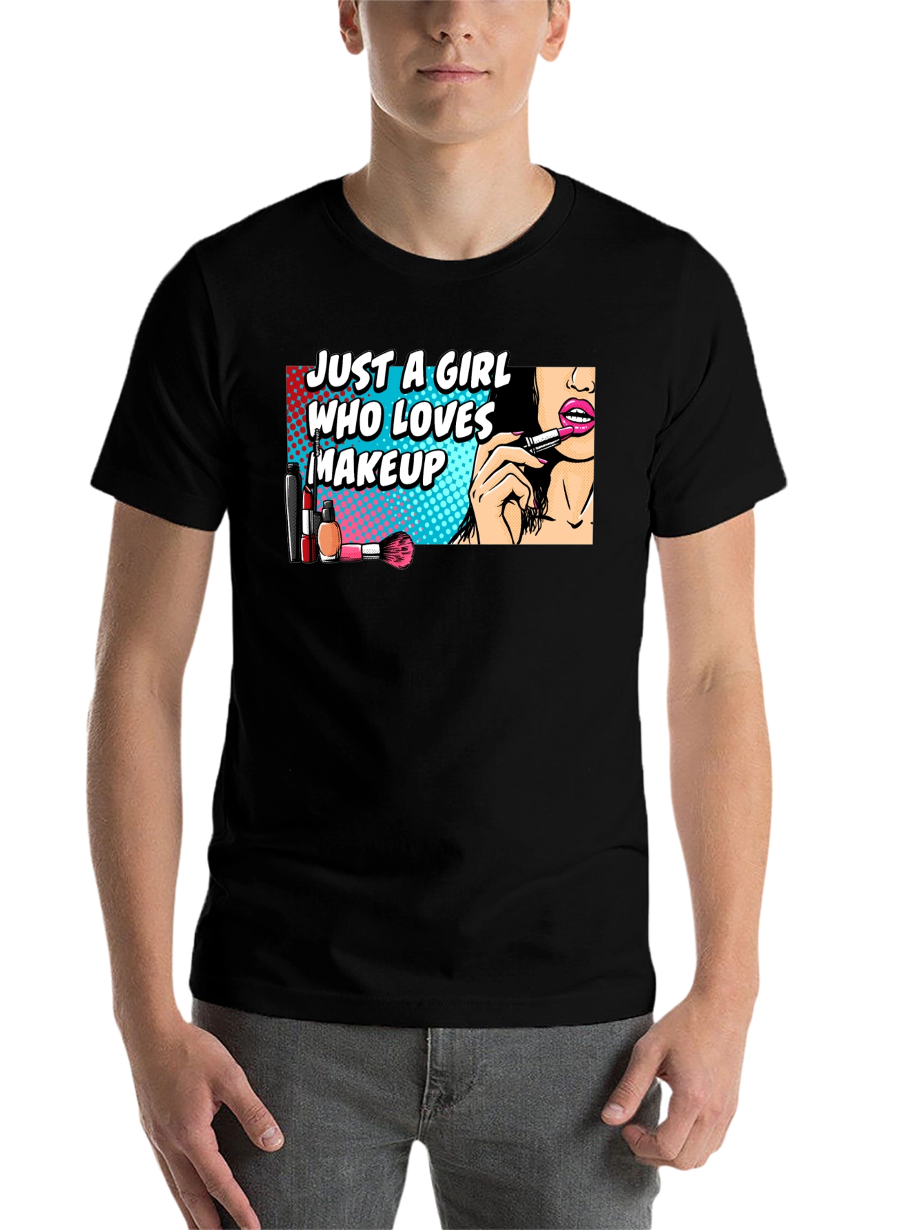 Black Makeup Lover Graphic Tee - Black Cotton Blend T-Shirt view 7